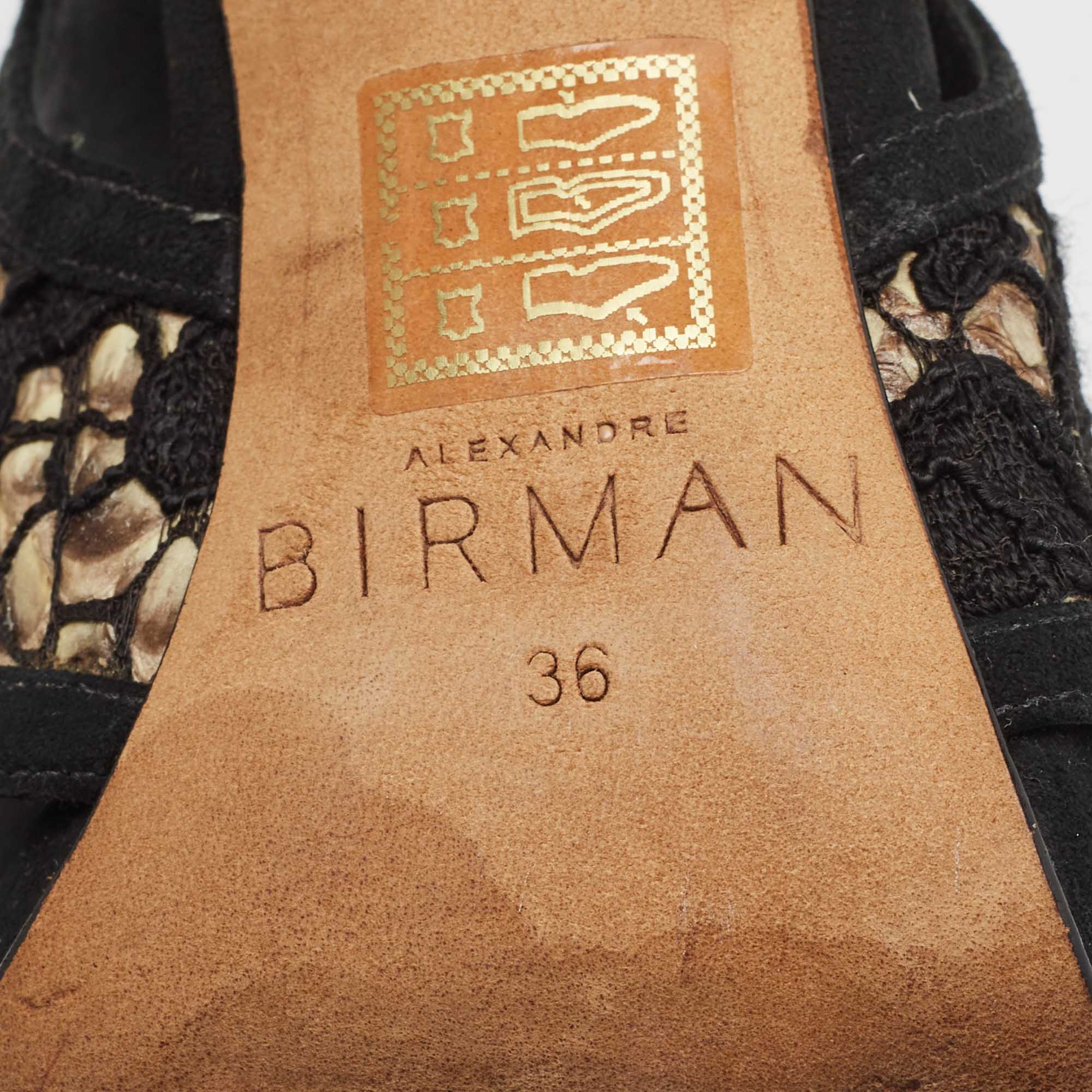 Alexandre Birman Black Mesh And Suede  Ankle Strap Sandals Size 36