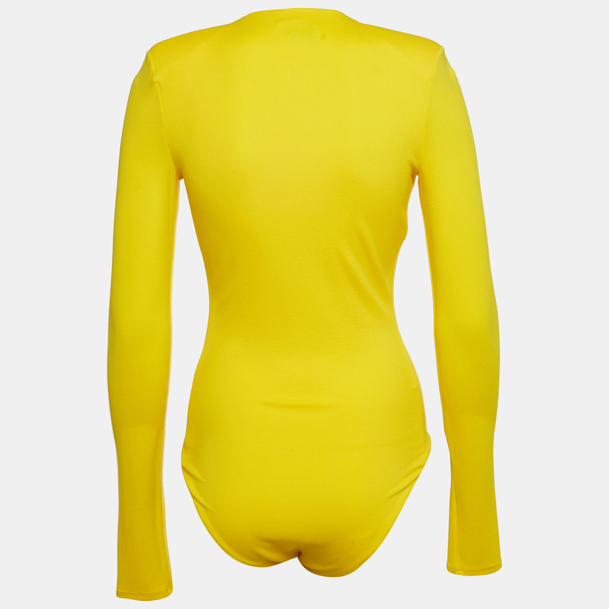 Alexandre Vauthier Yellow V-Neck Stretch Jersey Bodysuit S