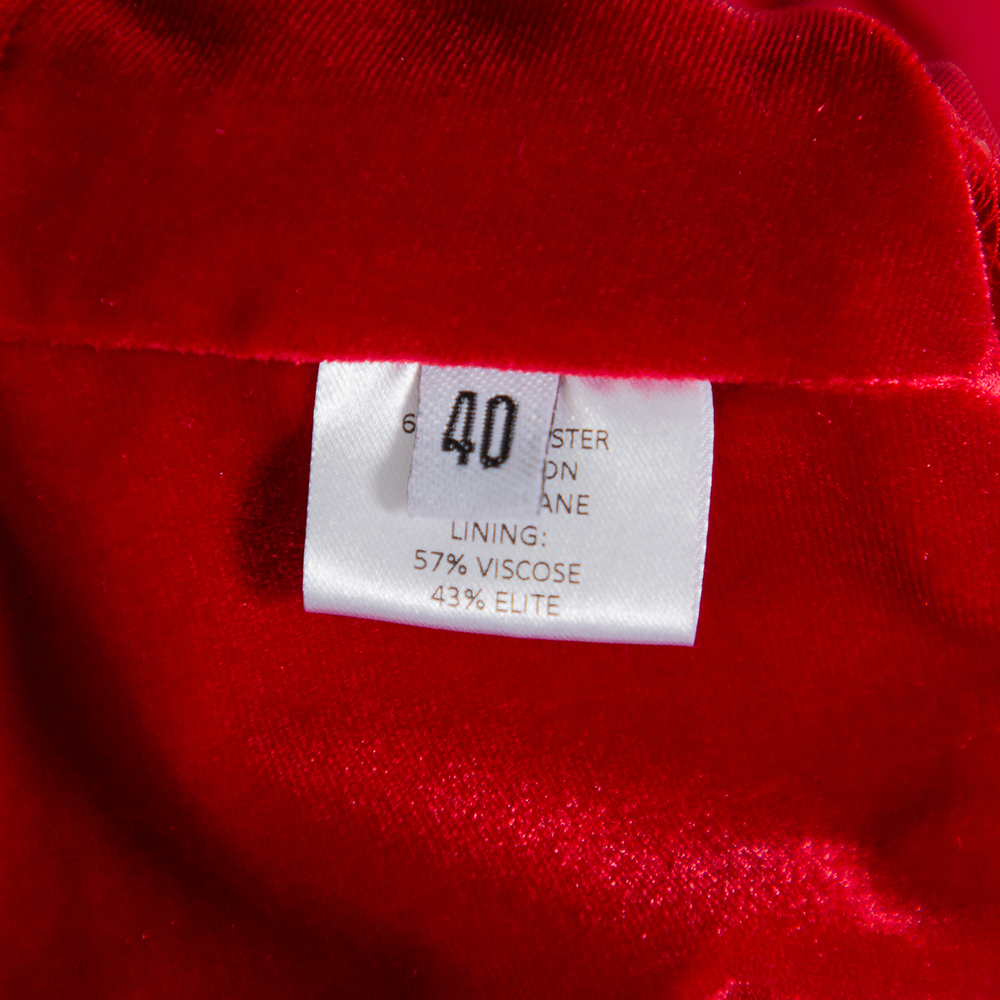 Alexandre Vauthier Red Velvet Plunge Neck Faux Wrap Mini Dress S