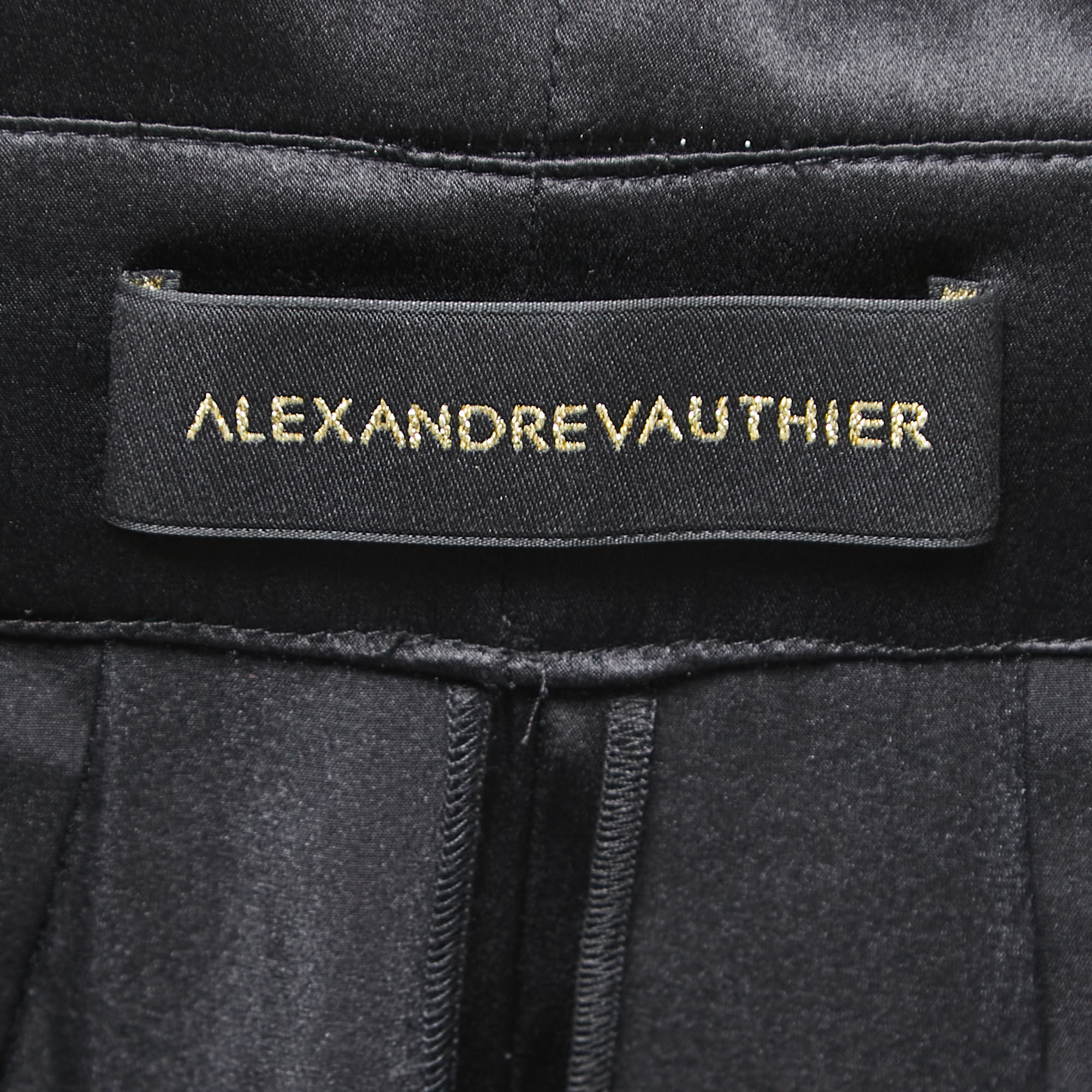 Alexandre Vauthier Black Satin Silk Trousers S