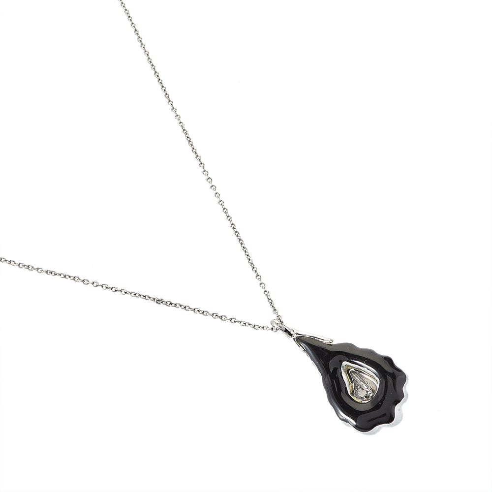 Alexis Bittar Silver Tone Frosted Crystal Encrusted Pendant Necklace