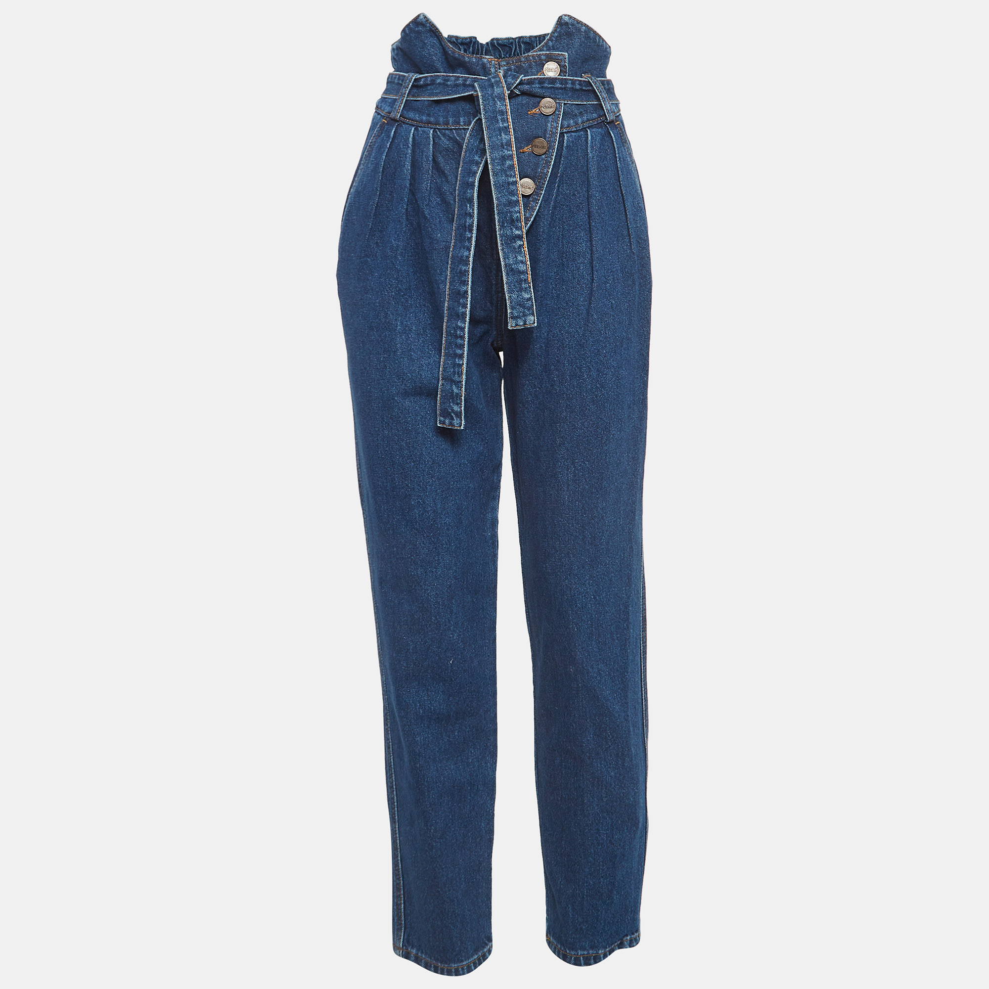 Alexis blue denim belted high waist jeans s