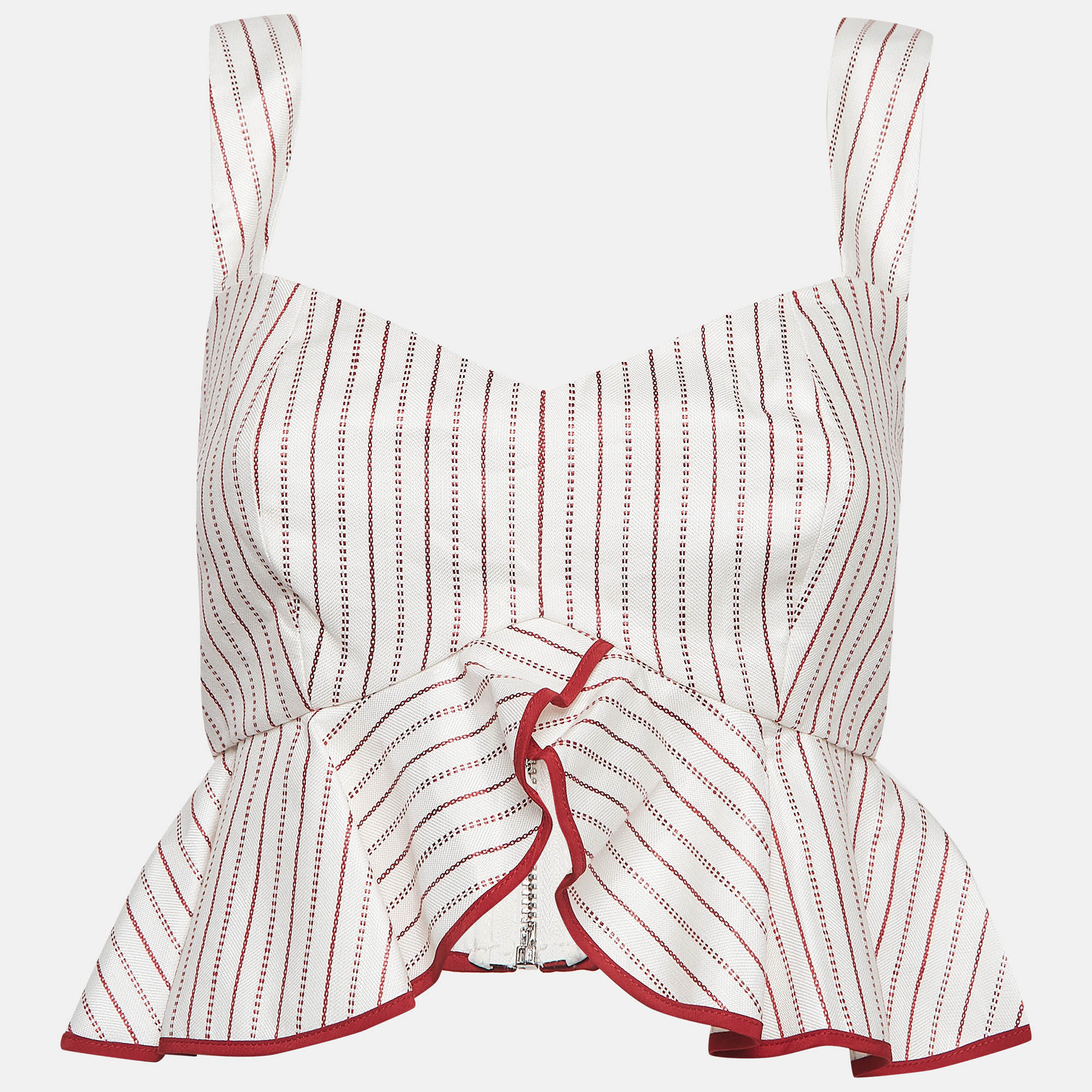 Alexis white/red striped linen blend iman crop top s