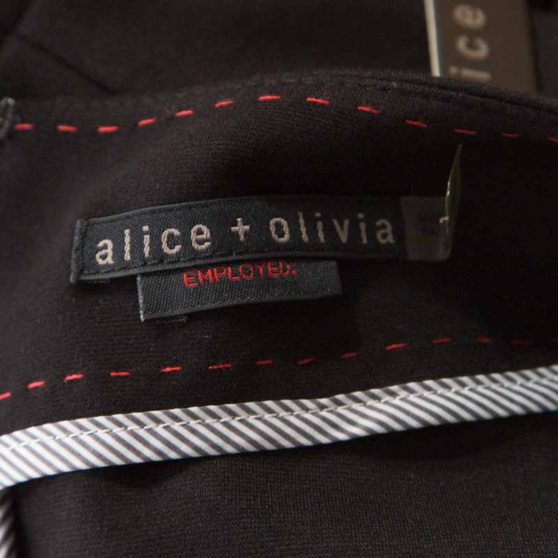Alice + Olivia Black Stretch Knit Victoria Peplum Dress S