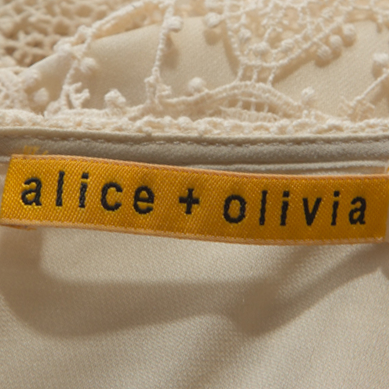 Alice + Olivia Cream Crochet Anora Maxi Dress M