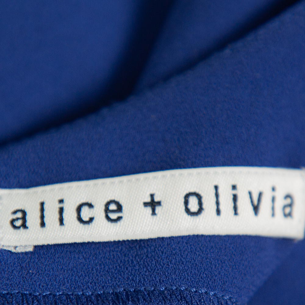 Alice + Olivia Blue Crepe Sleeveless Klynn Crop Top L
