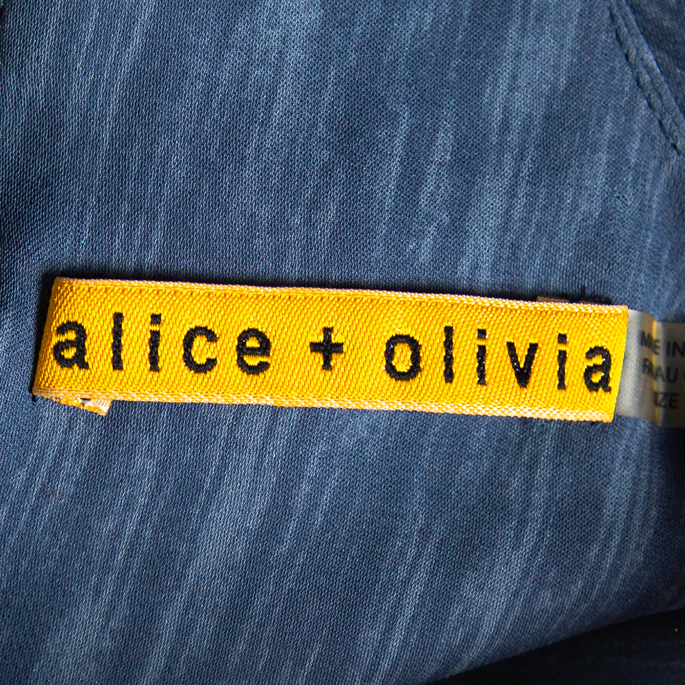 Alice + Olivia Blue Silk Asymmetric Draped Sleeveless Dress S