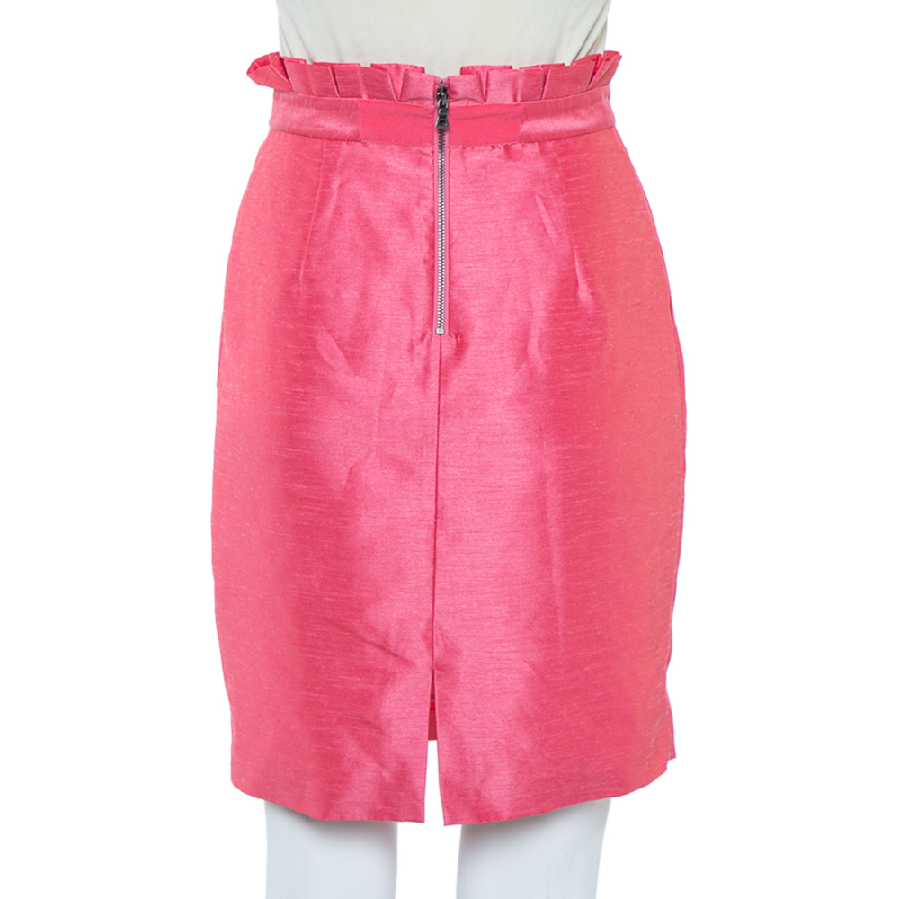 Alice + Olivia Pink Synthetic Paper Bag Waist Detail Mini Skirt XS