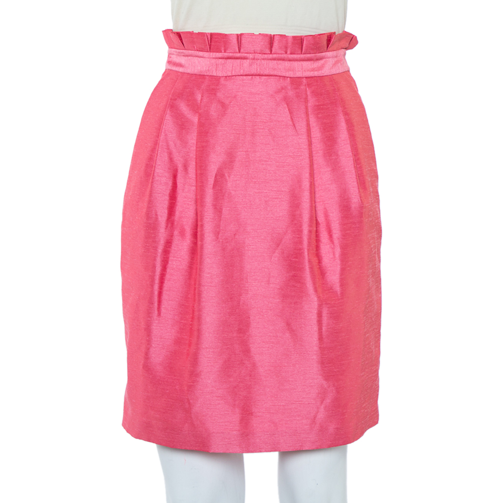 Alice + Olivia Pink Synthetic Paper Bag Waist Detail Mini Skirt XS