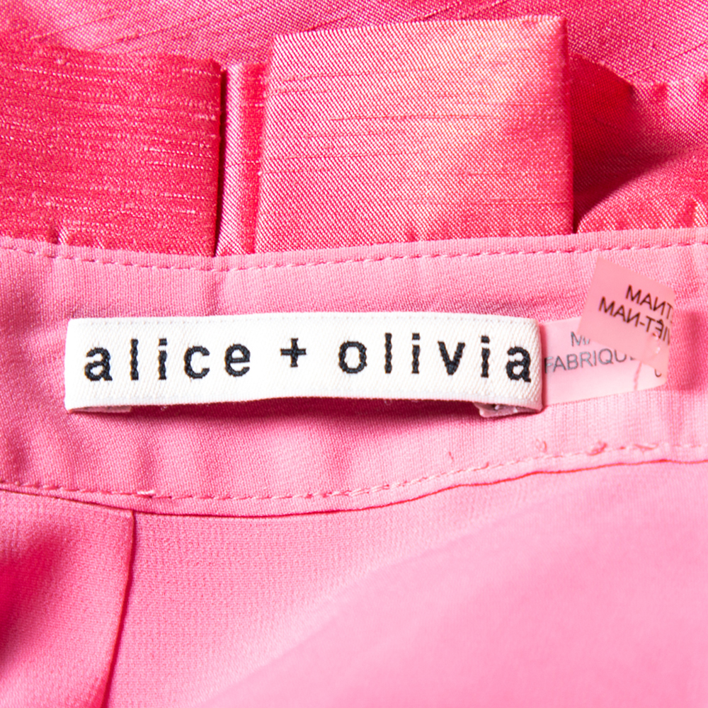 Alice + Olivia Pink Synthetic Paper Bag Waist Detail Mini Skirt XS