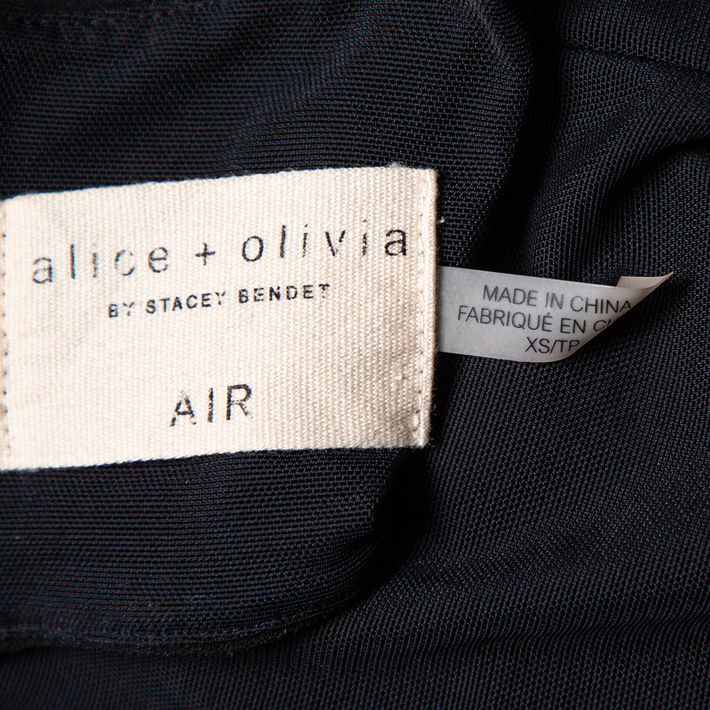 Alice + Olivia Black Knit Back Open Detail Short Sleeve Crop Top XS