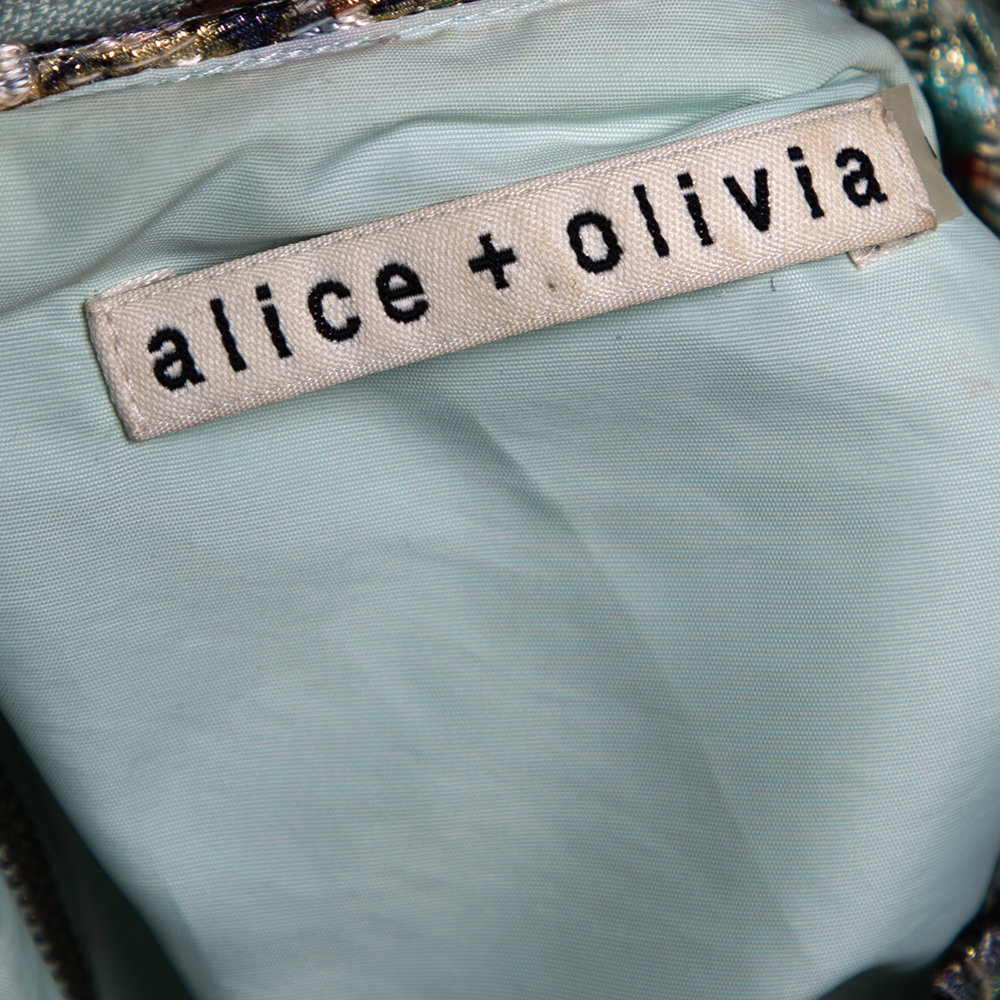 Alice + Olivia Multicolor Lurex Jacquard Cutout Detail Mini Dress S