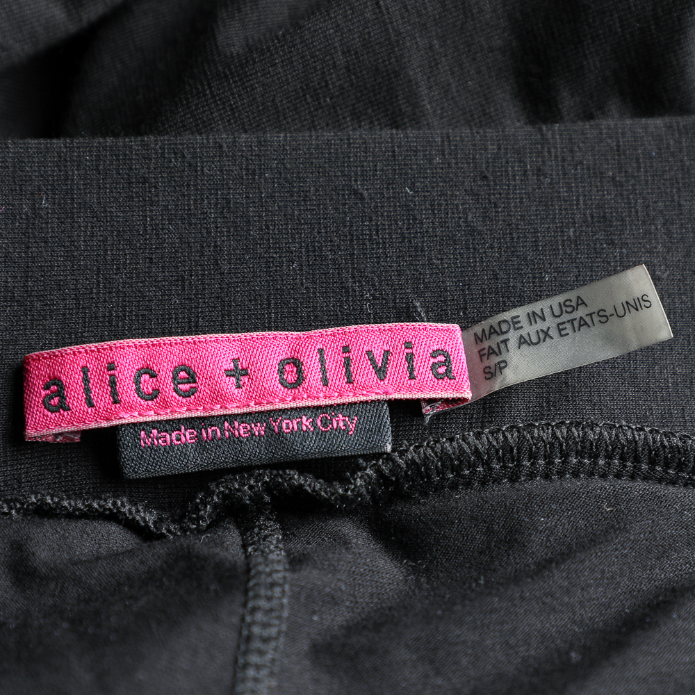 Alice + Olivia Black Jersey Tulip Draped Skirt M