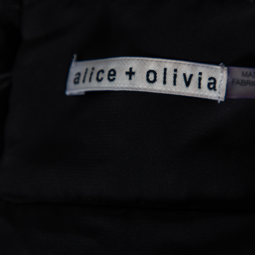 Alice + Olivia Black Embroidered Tulle Off-Shoulder Blouse XS