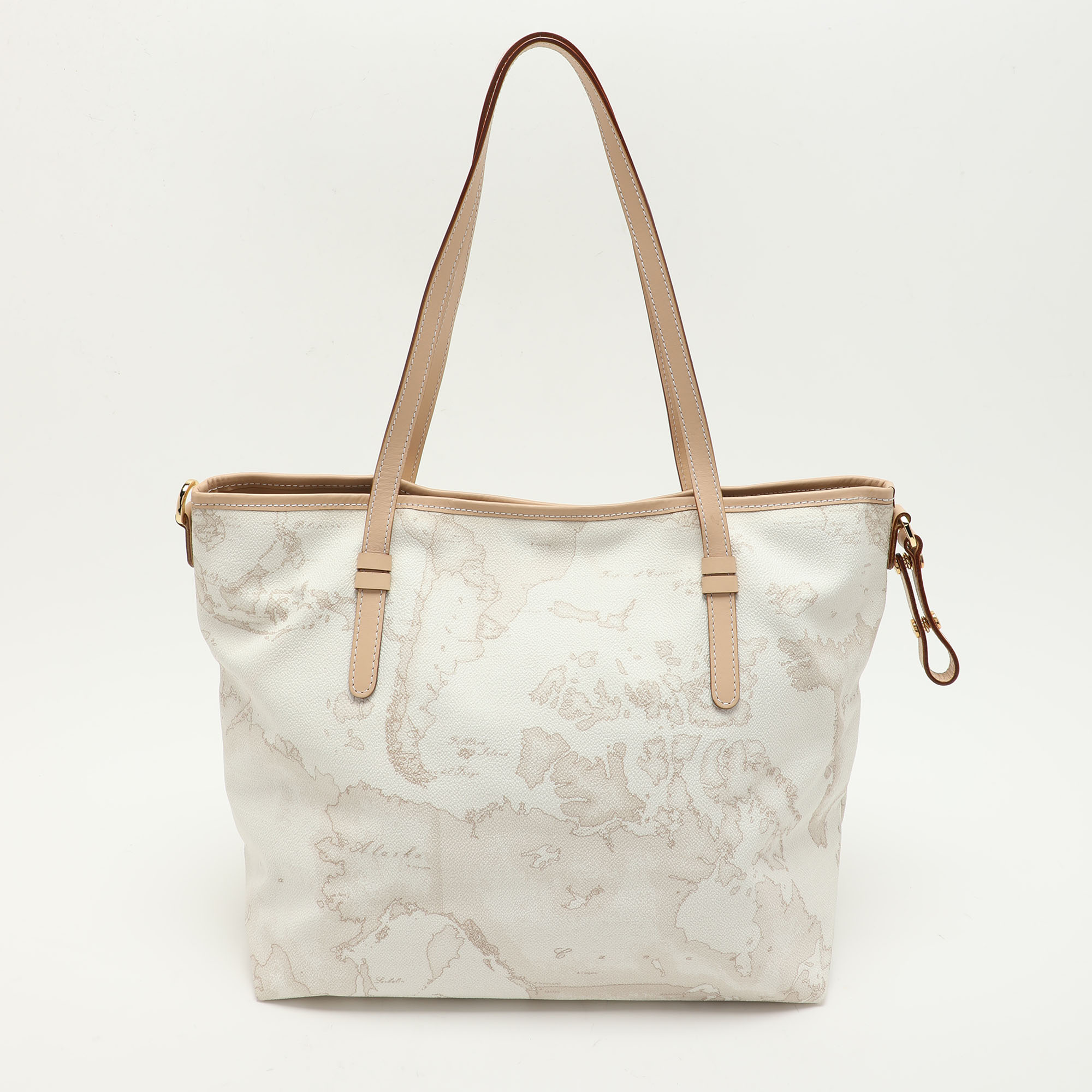 Alviero Martini 1A Classe White Geo Printed Coated Canvas And Leather Tote