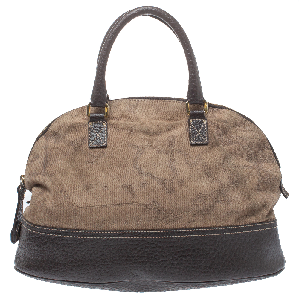 Alviero Martini 1A Classe Brown Fabric And Leather Satchel