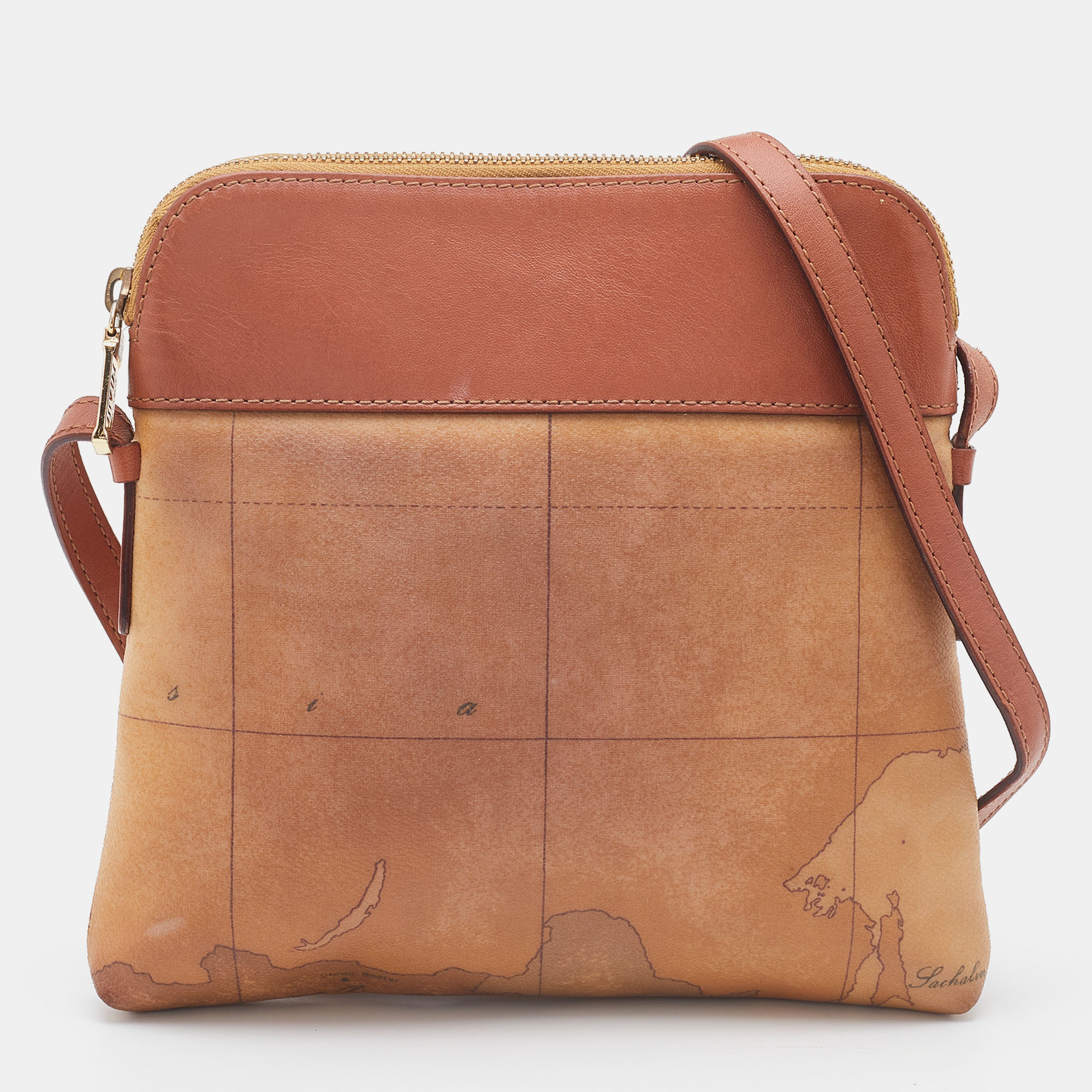 Alviero Martini 1A Classe Coated Canvas And Leather Zip Crossbody Bag