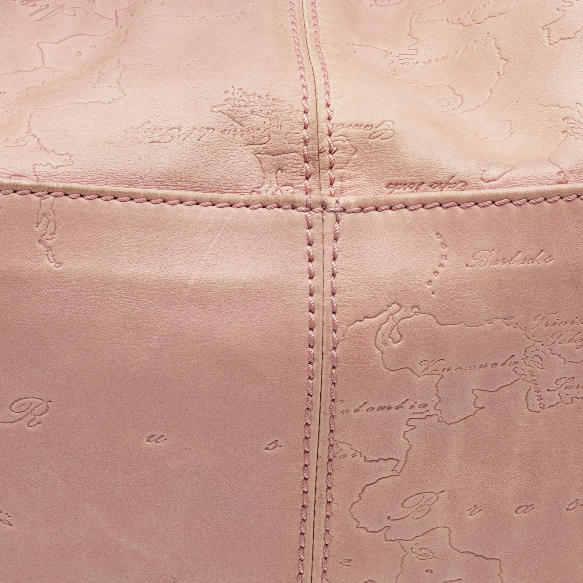 Alviero Martini 1A Classe Pink Geo Embossed Leather Zip Hobo