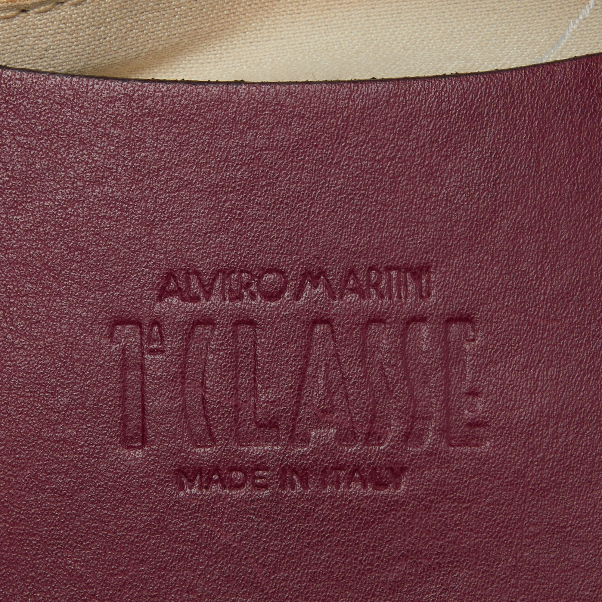Alviero Martini 1A Classe Burgundy/Tan Geo Print Coated Canvas And Leather Crossbody Bag