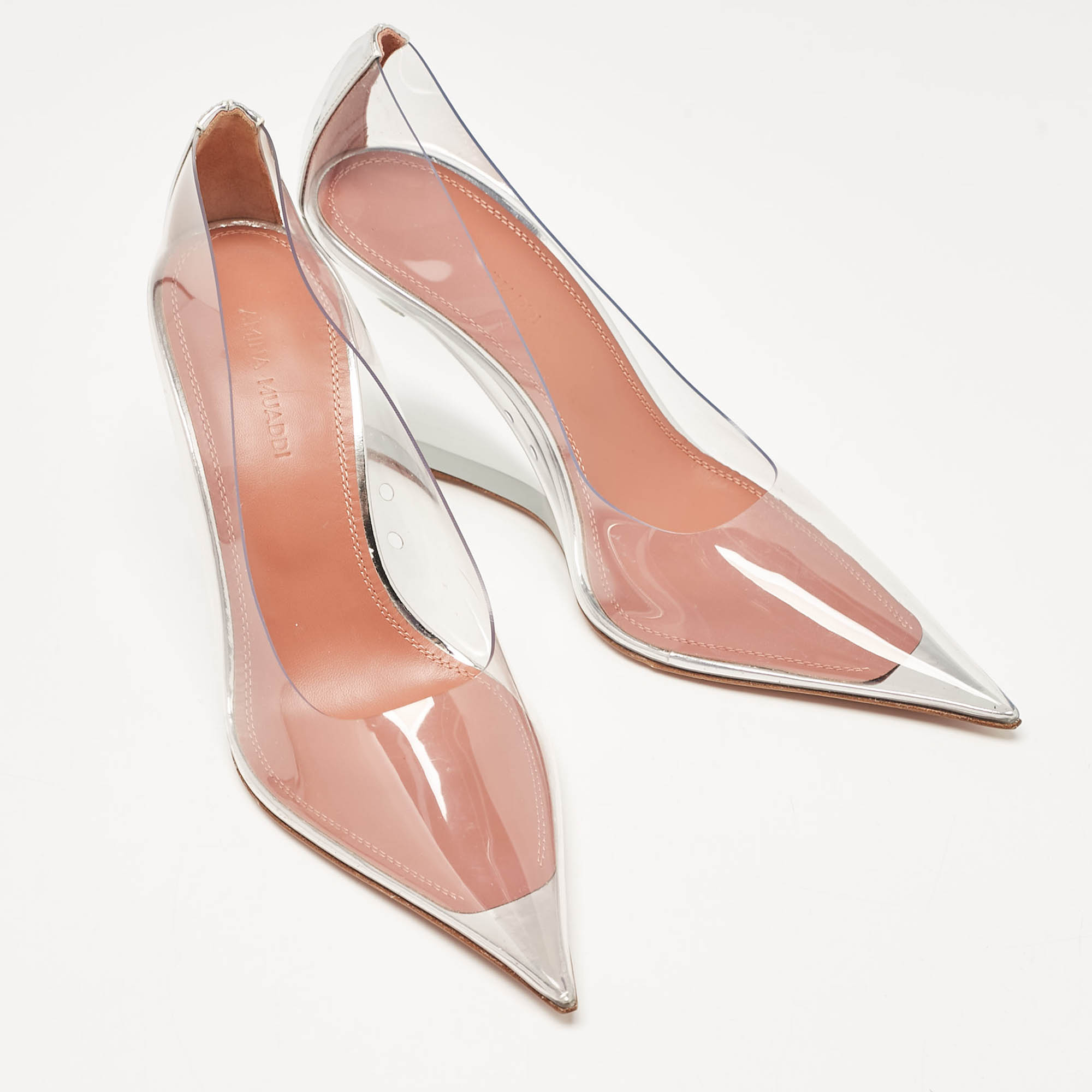 Amina Muaddi Transparent PVC Ane Wedge Pumps Size 36