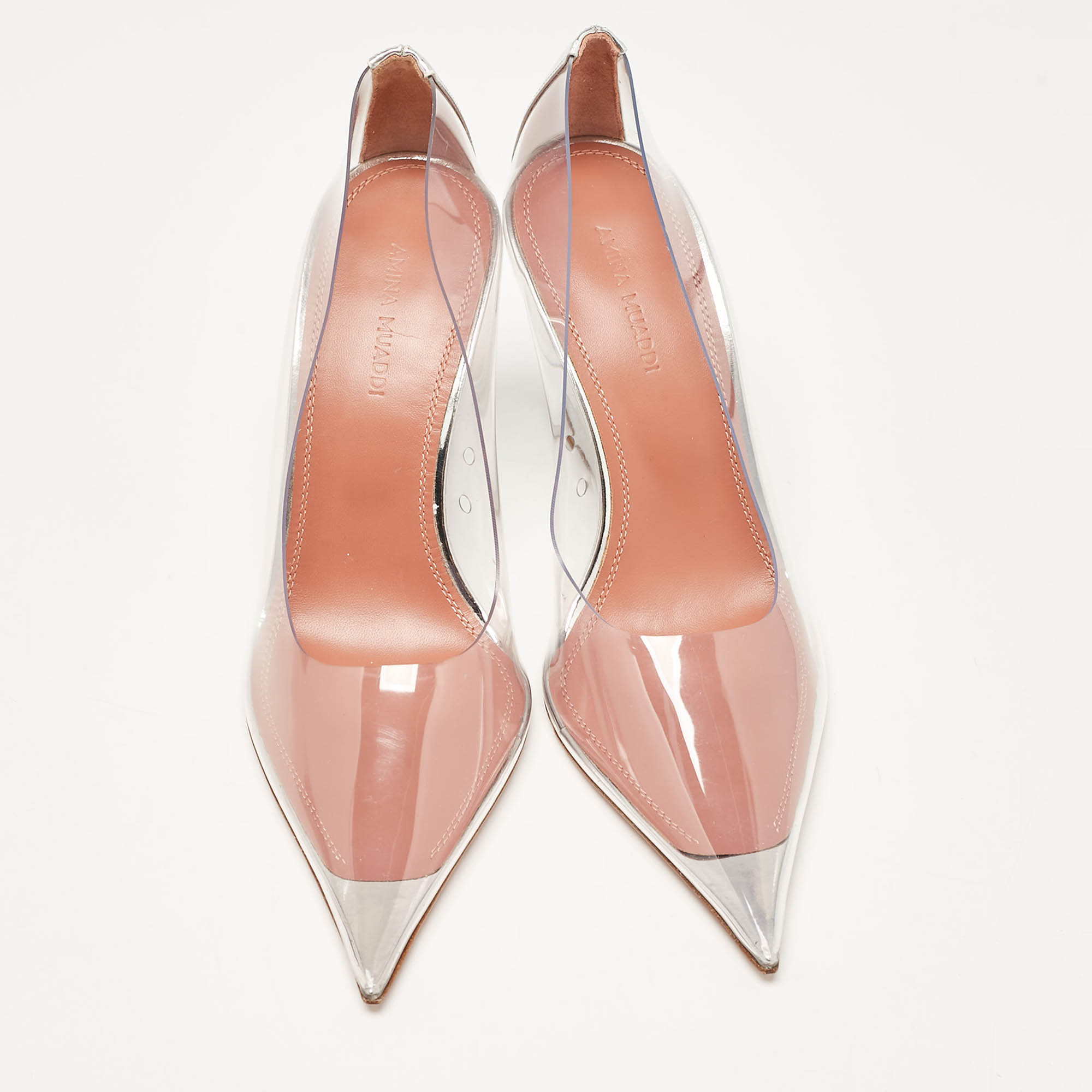 Amina Muaddi Transparent PVC Ane Wedge Pumps Size 36