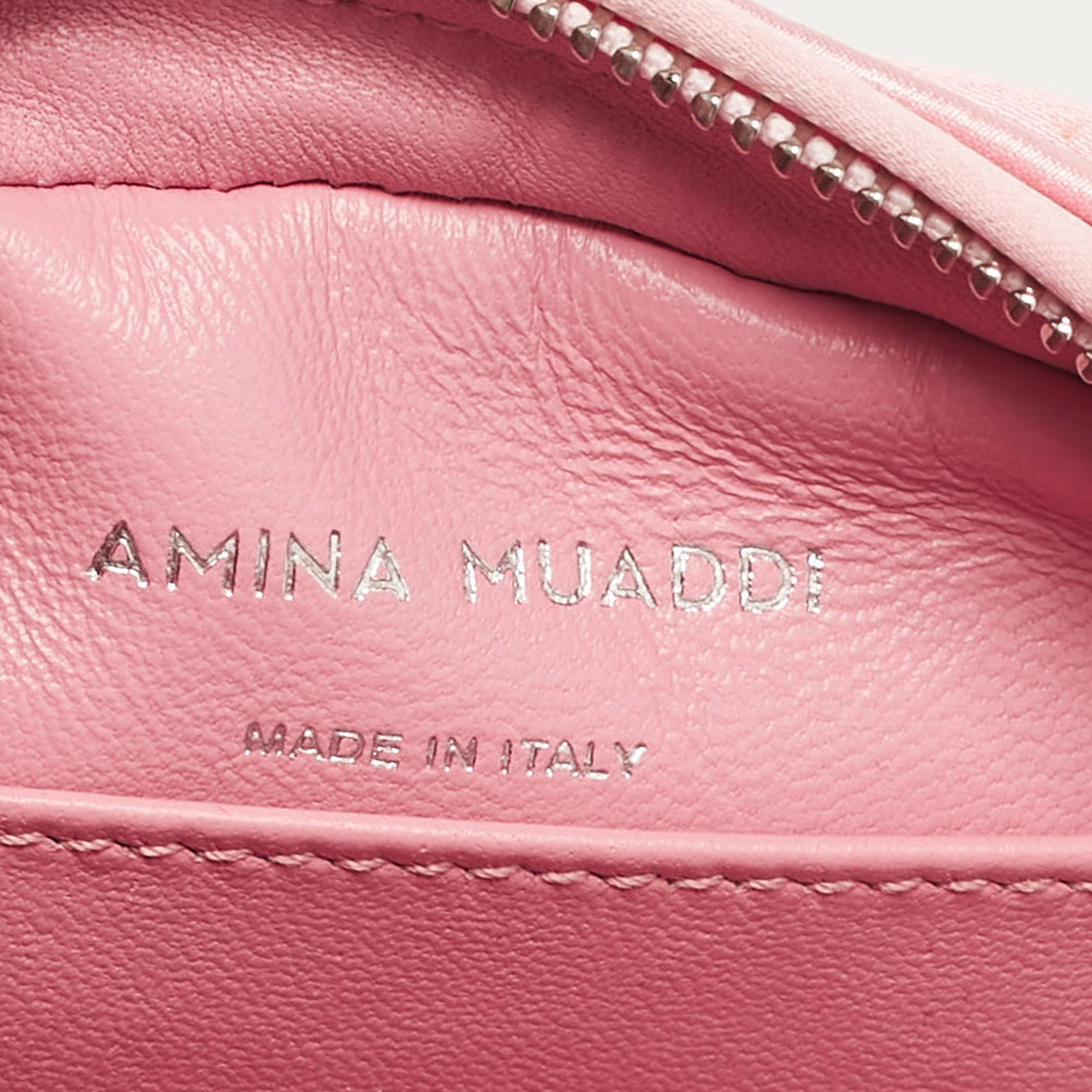 Amina Muaddi Pink Satin Super Amini Baddie Bag