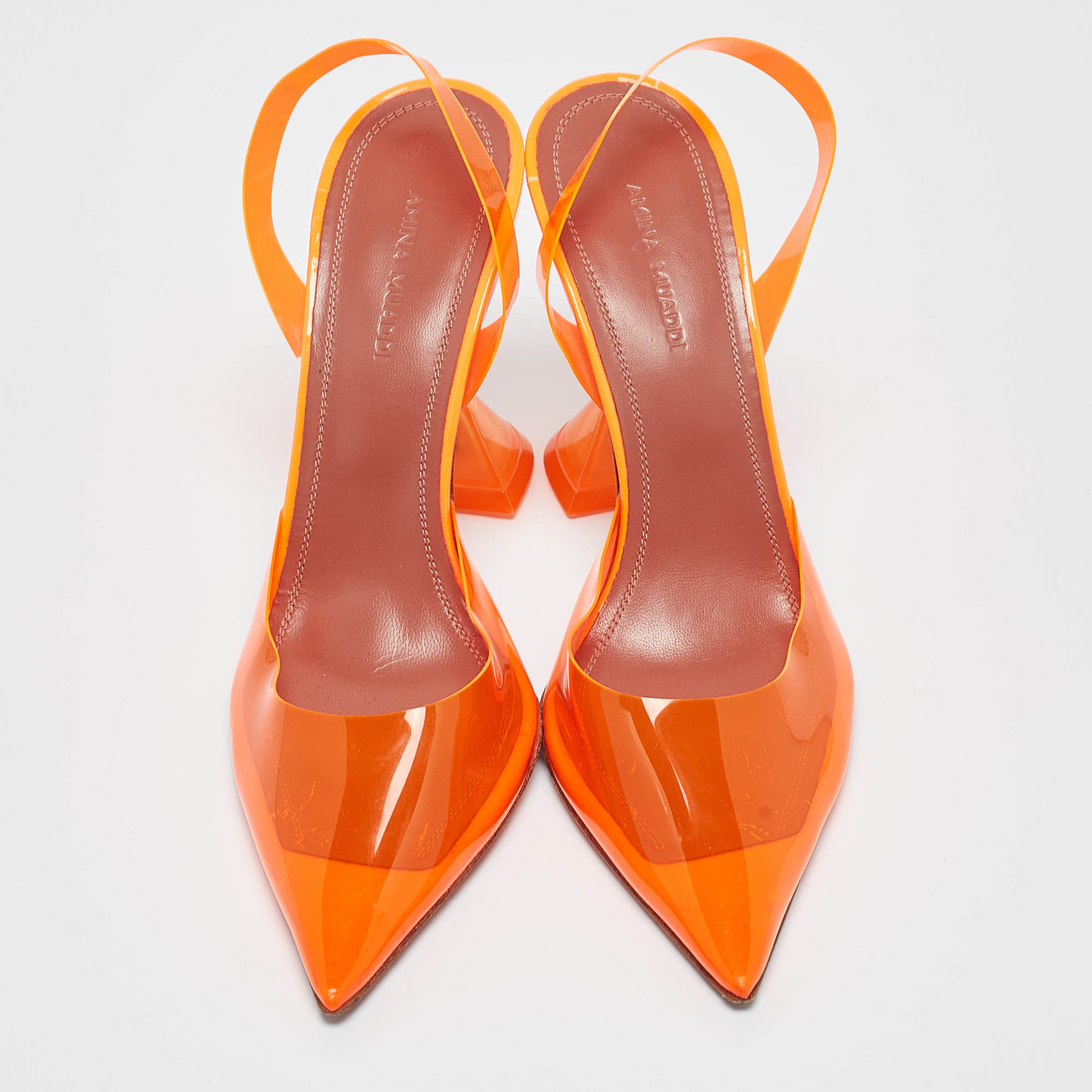 Amina Muaddi Orange PVC Holli Glass Pumps Size 36.5