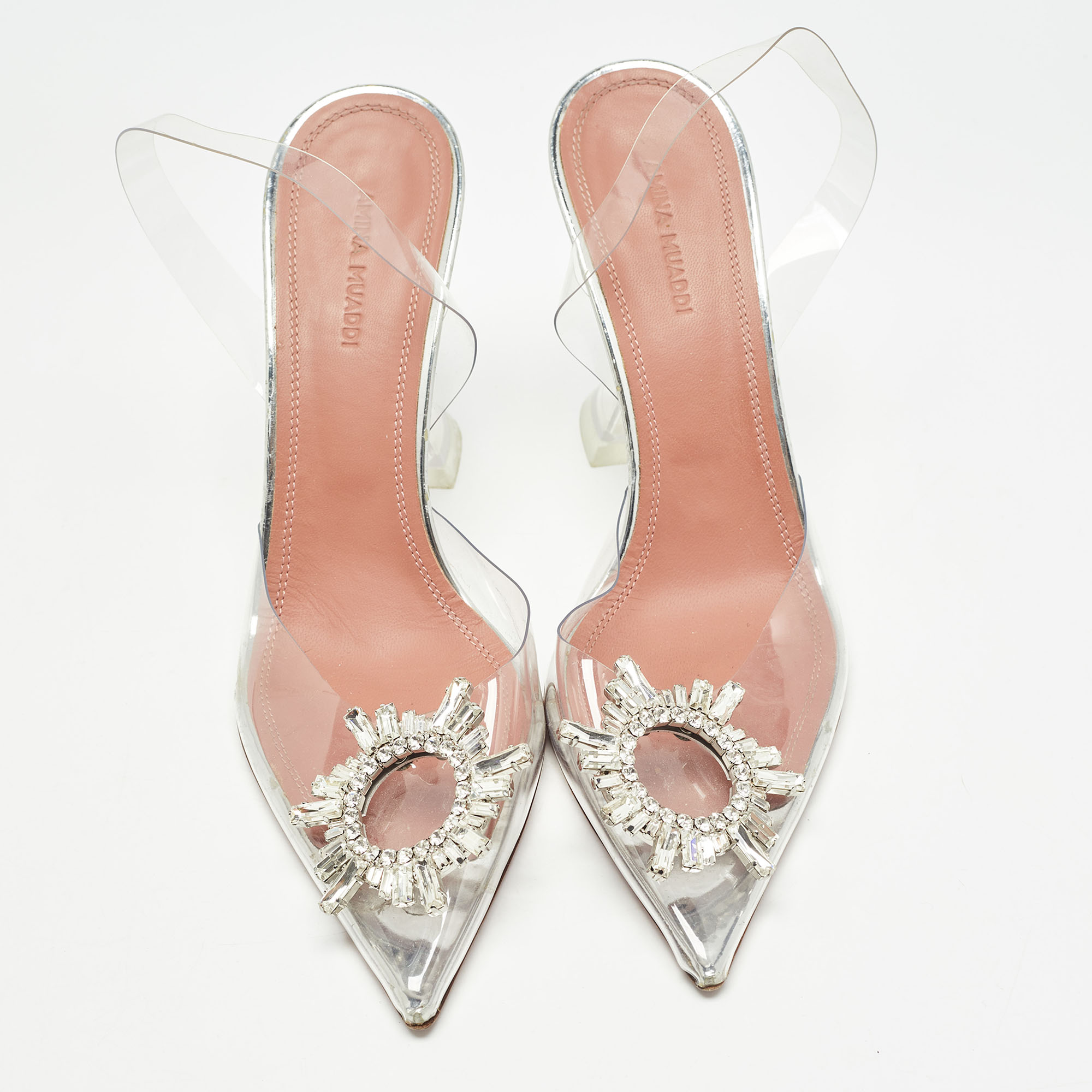 Amina Muaddi Transparent PVC Begum Slingback Pumps Size 39