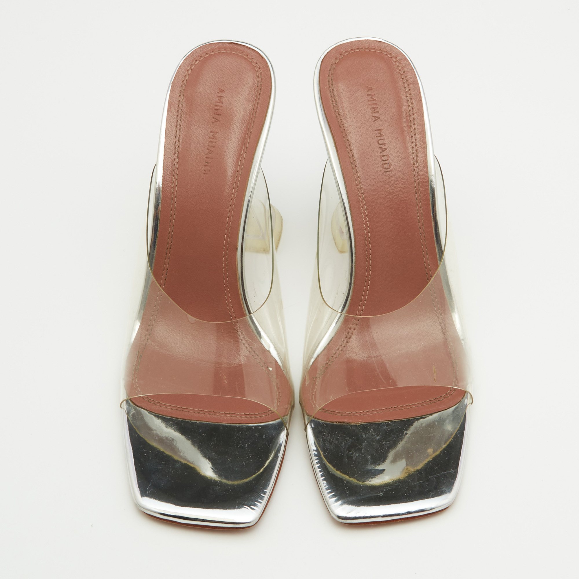 Amina Muaddi Transparent PVC Lupita Slide Sandals Size 38