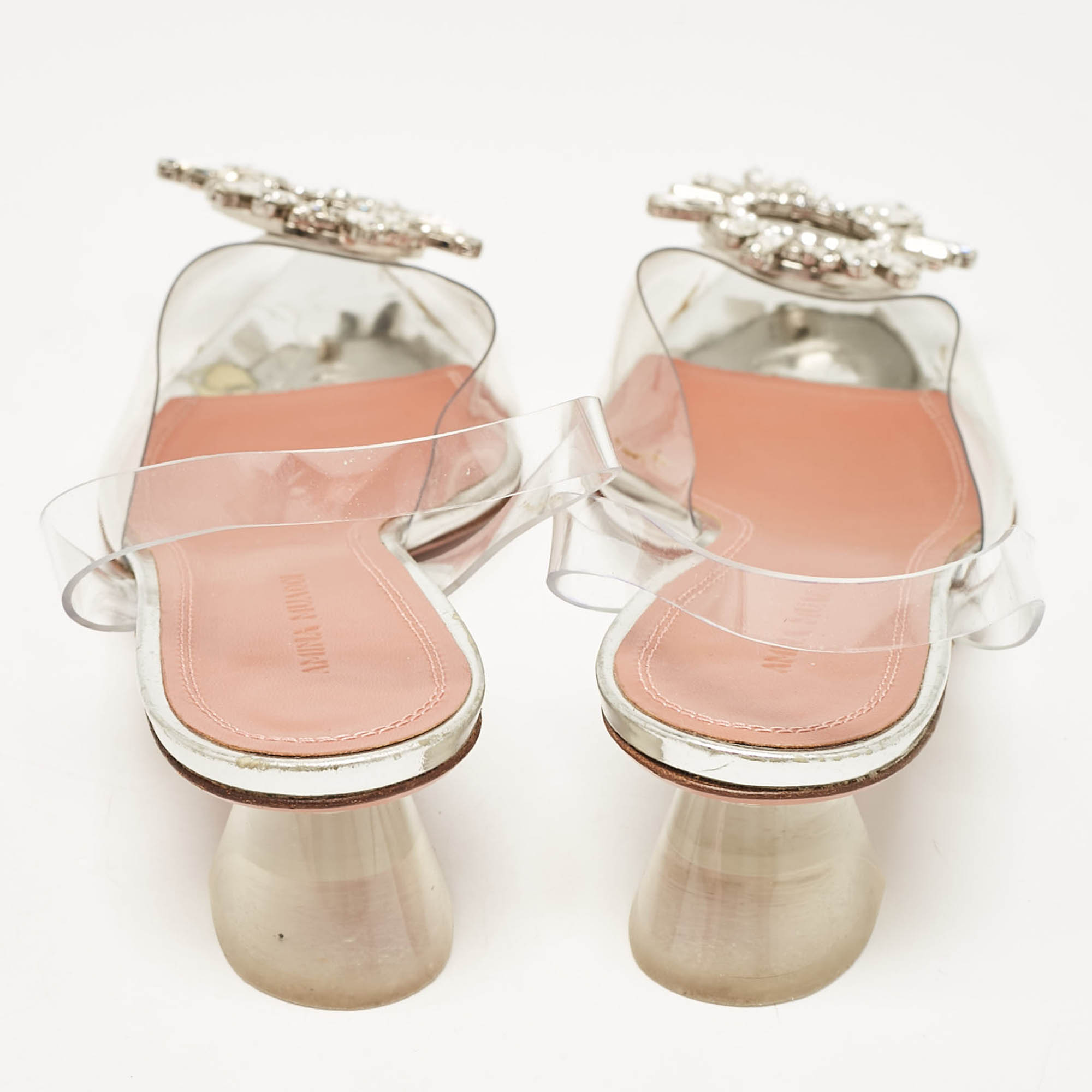 Amina Muaddi Transparent Begum Ankle Strap Sandals Size 37.5