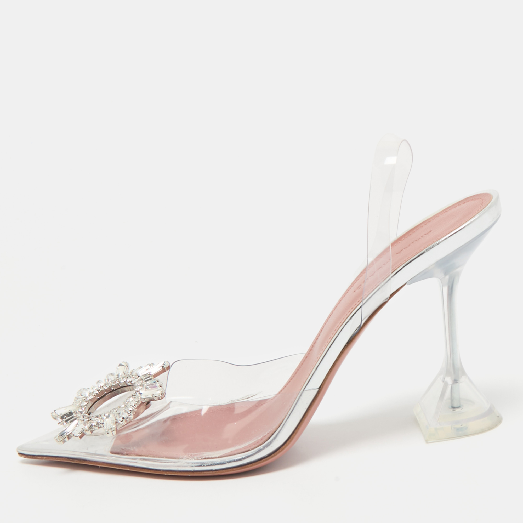 Amina Muaddi Transparent PVC Begum Embellished Slingback Sandals Size
Amina Muaddi Transparent PVC Begum Embellished Slingback Sandals Size