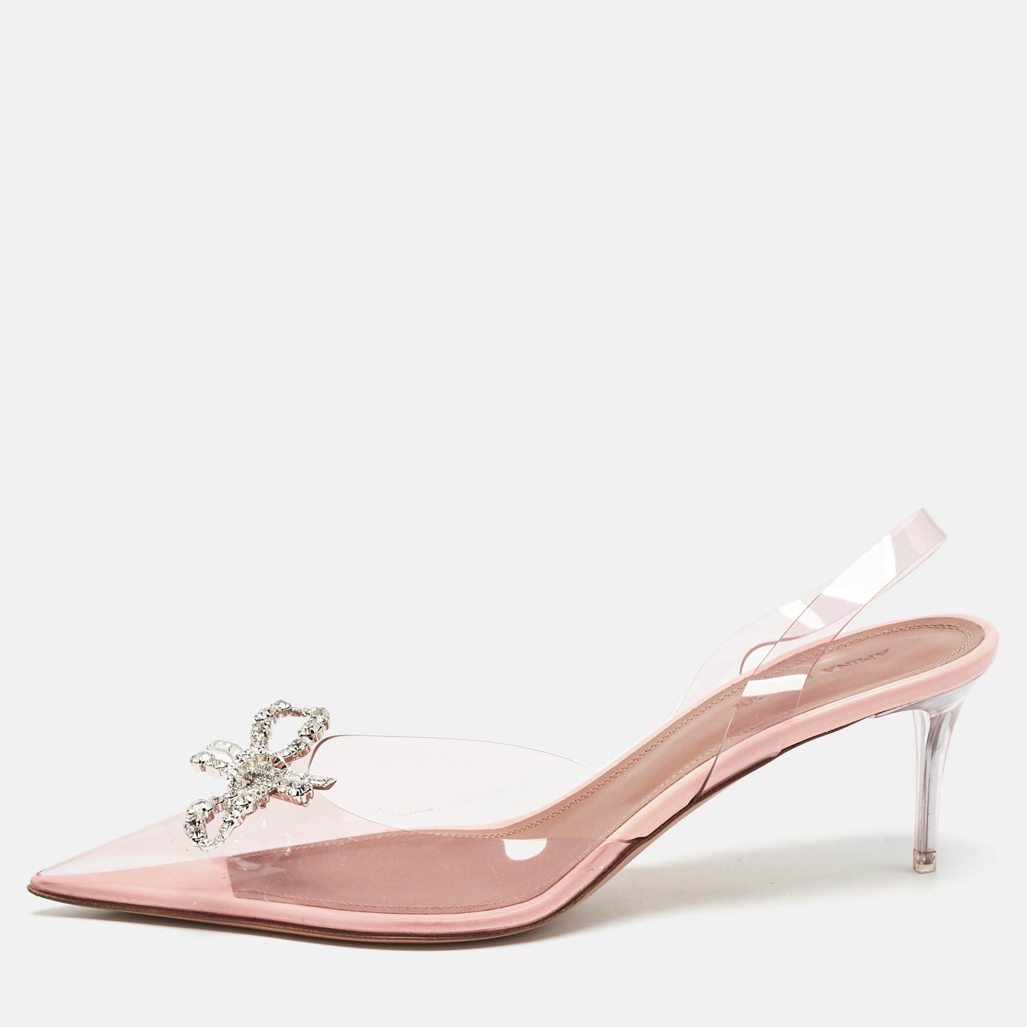 Amina Muaddi Light Pink PVC Rosie Crystal Embellished Slingback Pumps Size
Amina Muaddi Light Pink PVC Rosie Crystal Embellished Slingback Pumps Size