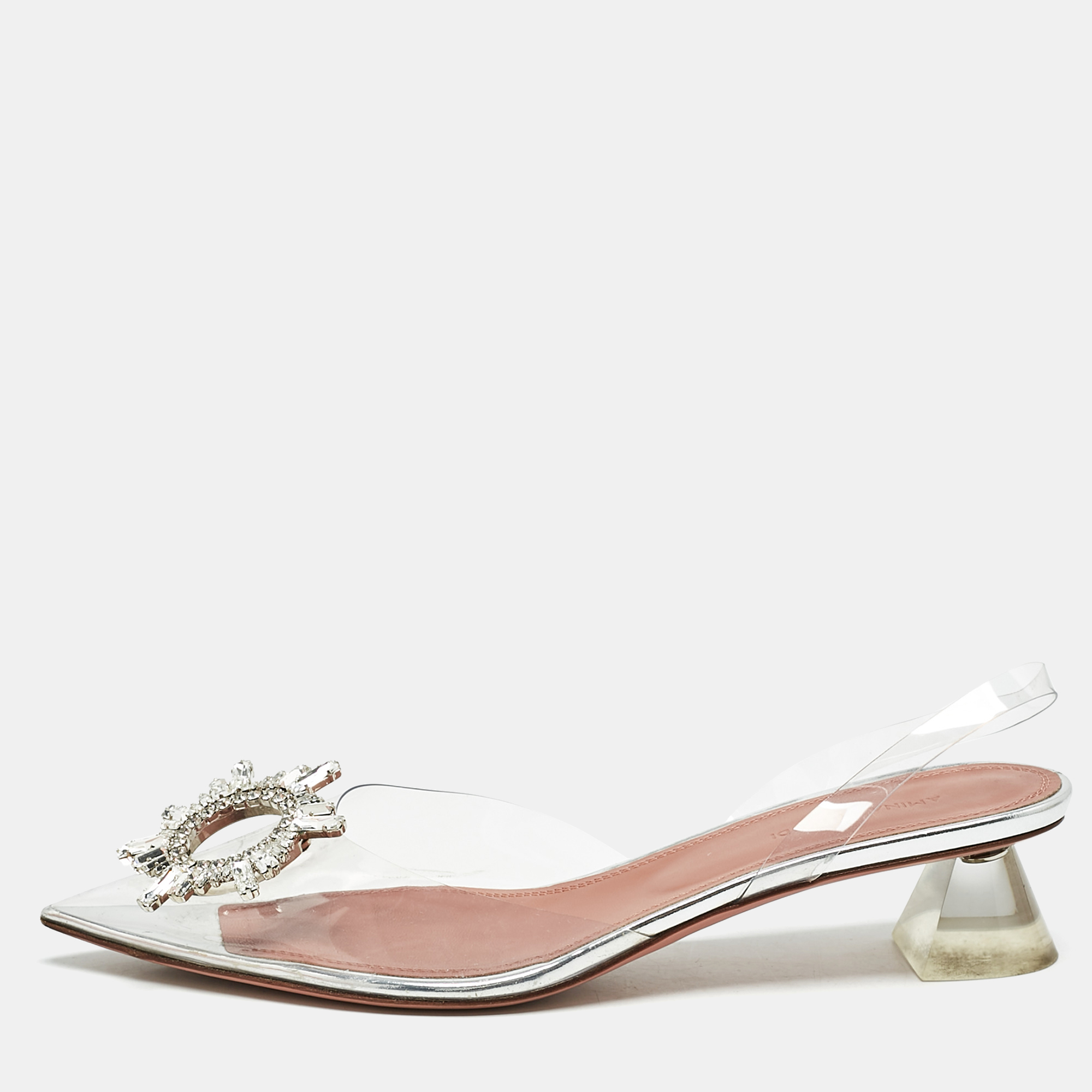 Amina Muaddi Silver PVC Begum Slingback Pumps Size, Transparent
Amina Muaddi Silver PVC Begum Slingback Pumps Size, Transparent