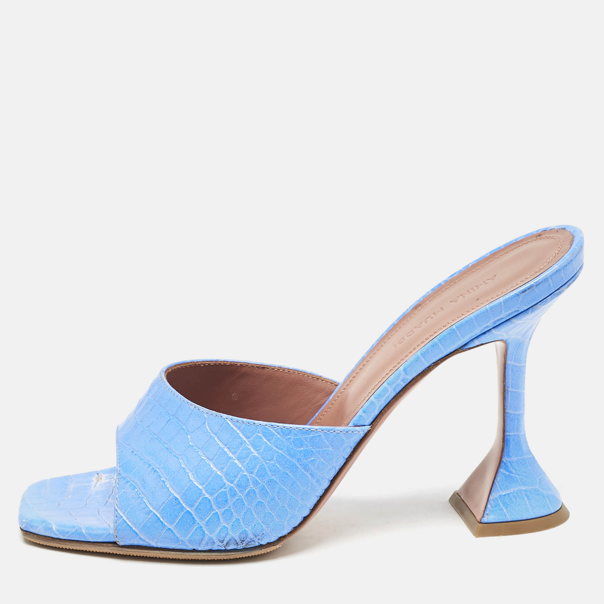 Amina Muaddi Blue Croc Embossed Leather Lupita Slide Sandals Size
Amina Muaddi Blue Croc Embossed Leather Lupita Slide Sandals Size
