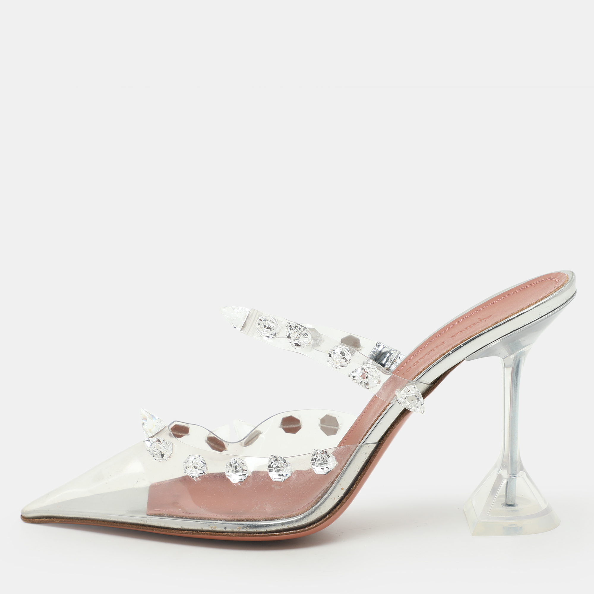 Amina Muaddi Transperent PVC Crystal Embellished Julia Mule Sandals Size 38.5, Transparent
Amina Muaddi Transperent PVC Crystal Embellished Julia Mule Sandals Size 38.5, Transparent