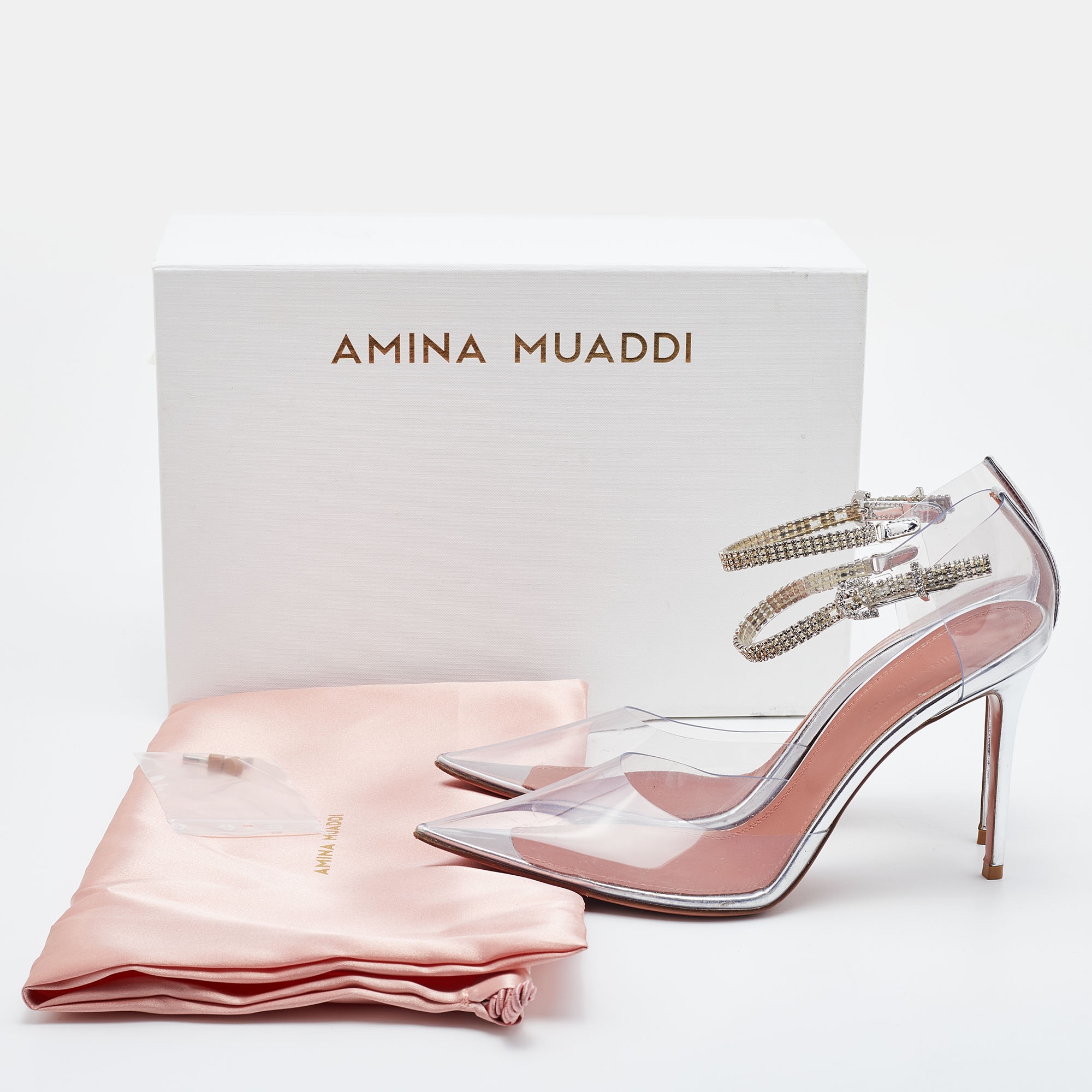 Amina Muaddi Clear Pvc Ursina Pumps Size 38