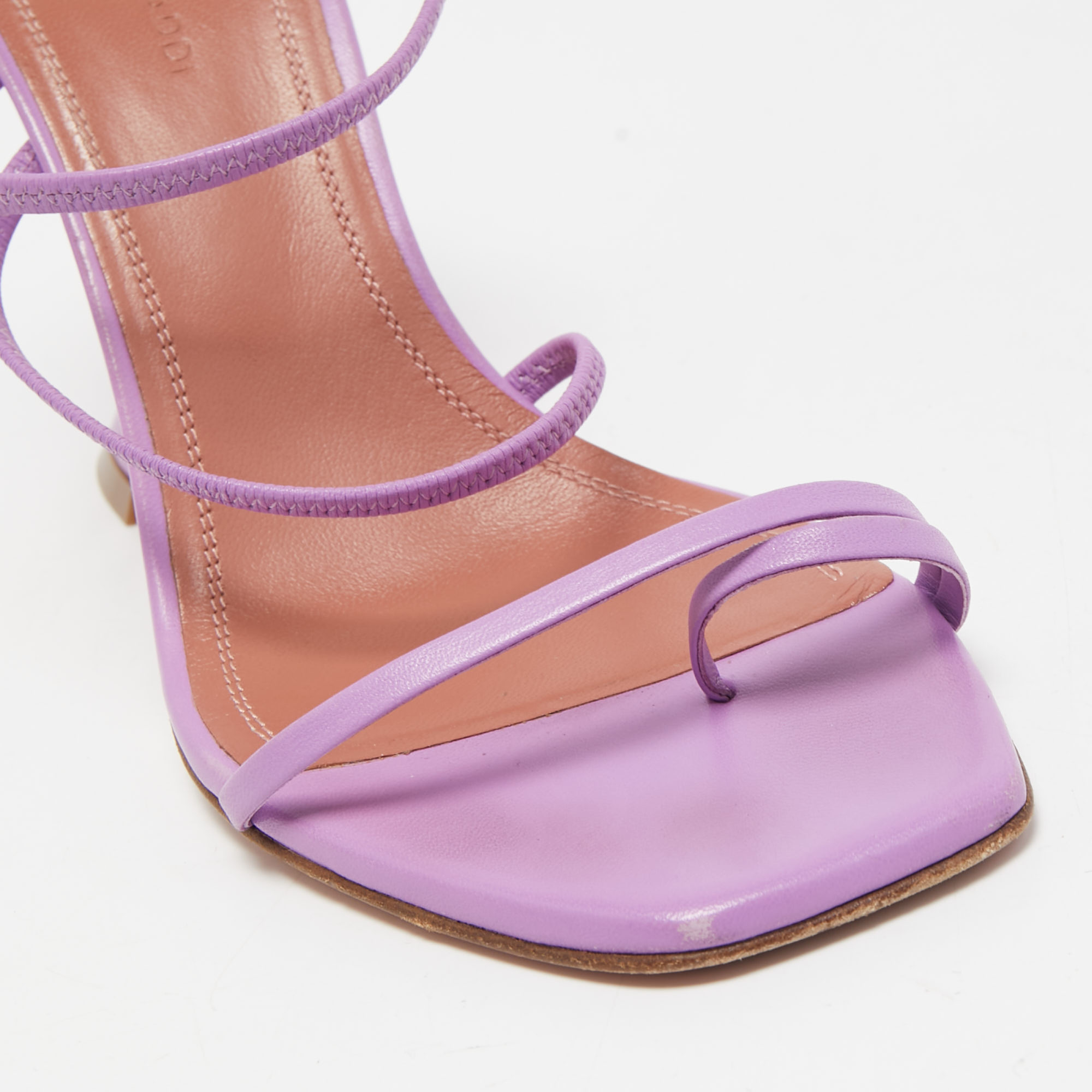Amina Muaddi Purple Leather Naima Sandals Size 37