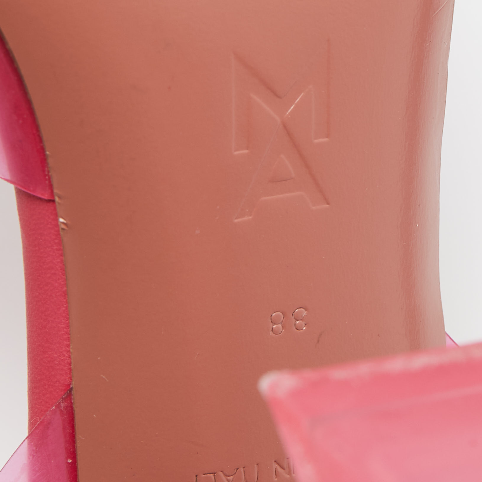 Amina Muaddi Pink PVC Begum Slingback Pumps Size 38