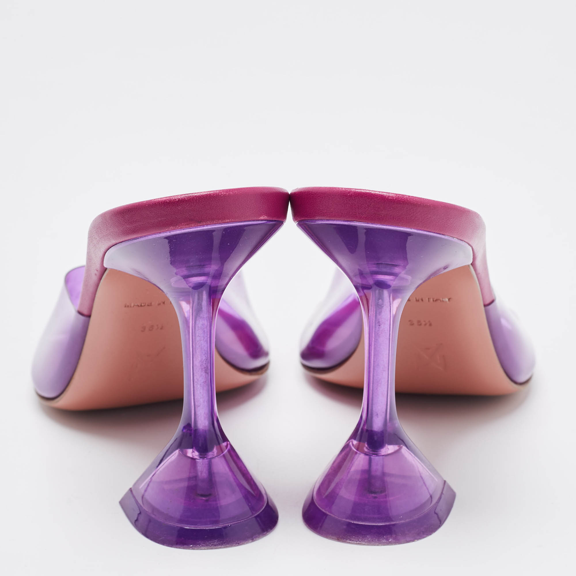 Amina Muaddi Purple PVC Lupita Slide Sandals Size 36.5