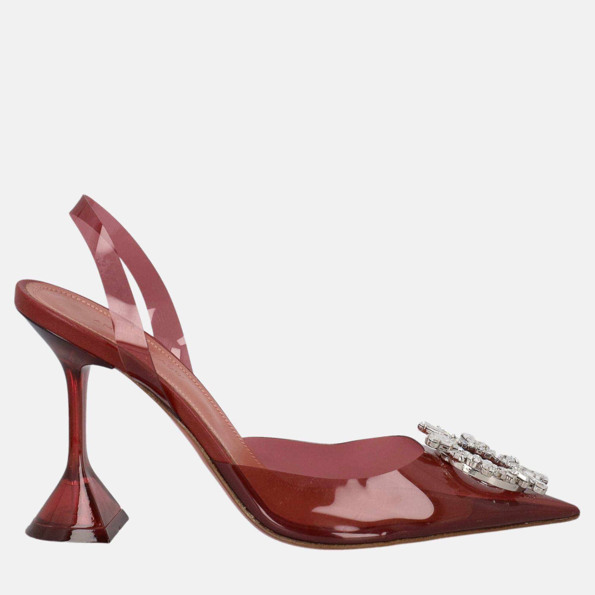 Amina Muaddi  Women's Synthetic Fibers Heels - Pink - EU 37.5