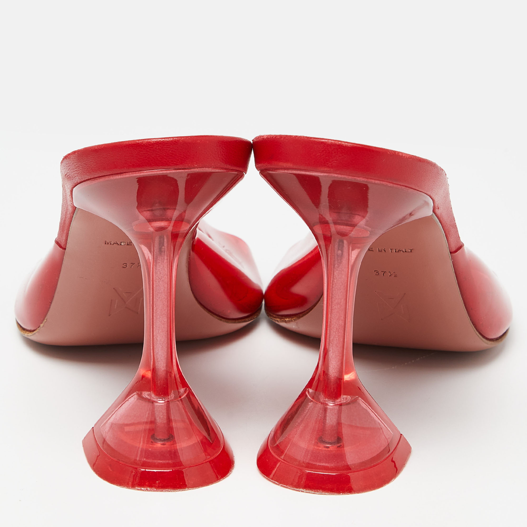 Amina Muaddi Red PVC Lupita Slide Sandals Size 37.5