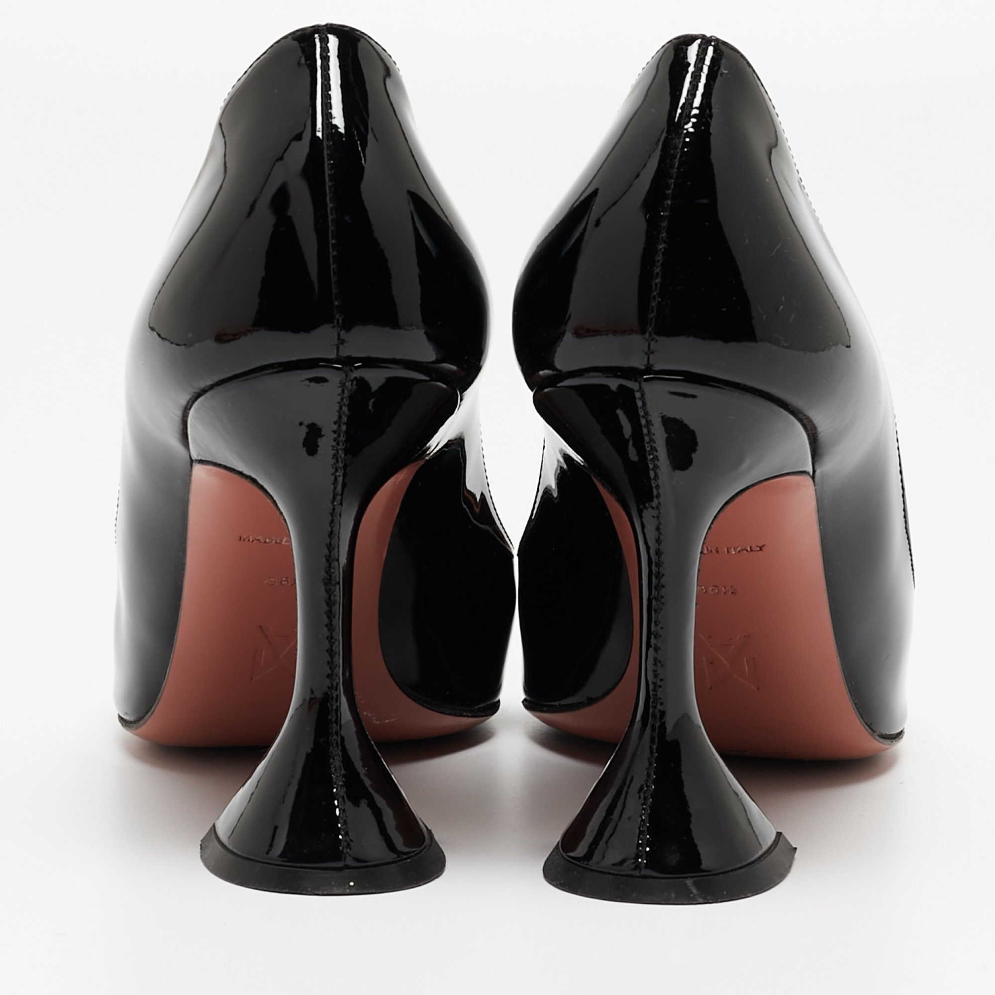 Amina Muaddi Black Patent Leather Ami Pumps Size 36.5