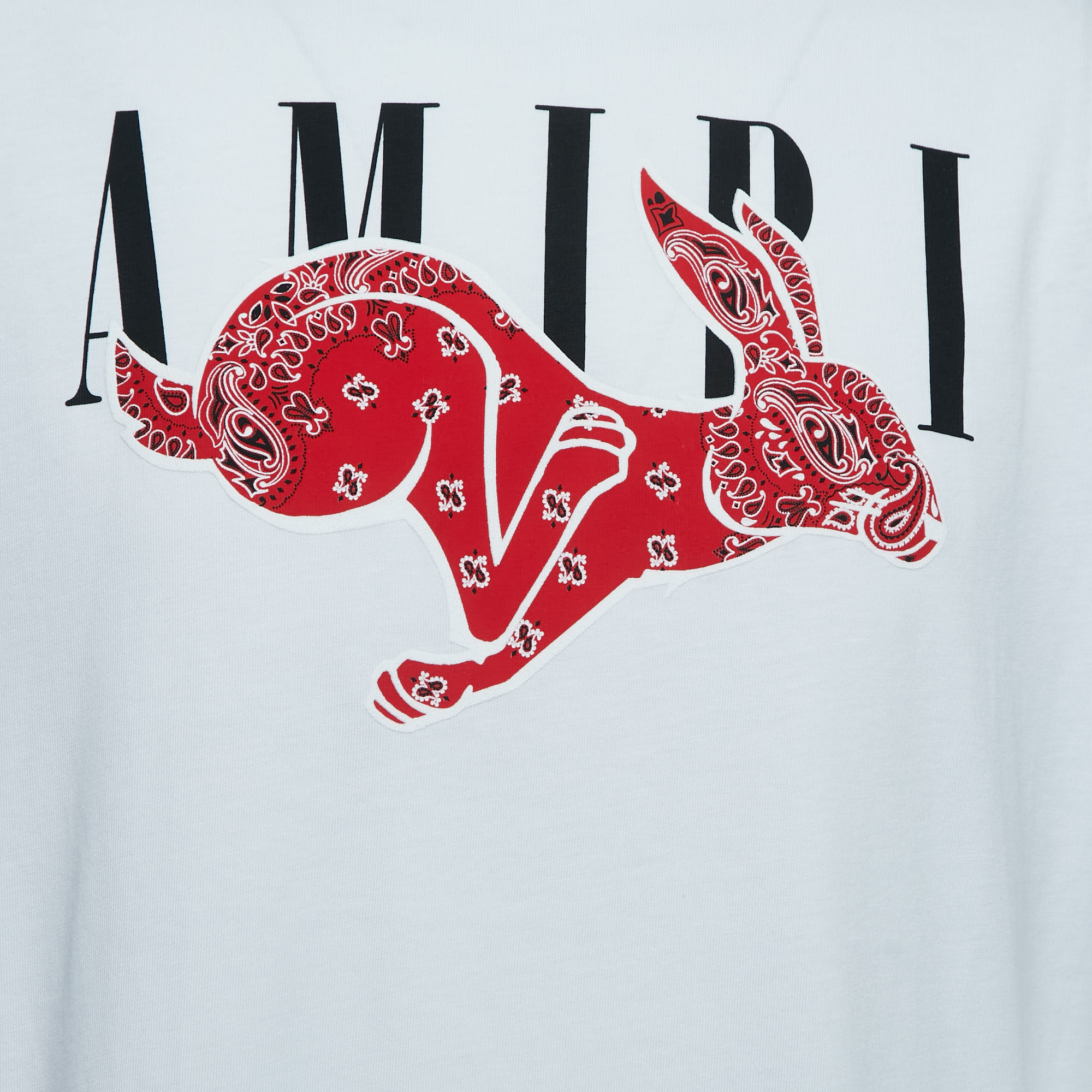 Amiri White Cotton Bandana Rabbit Logo Print T-Shirt M