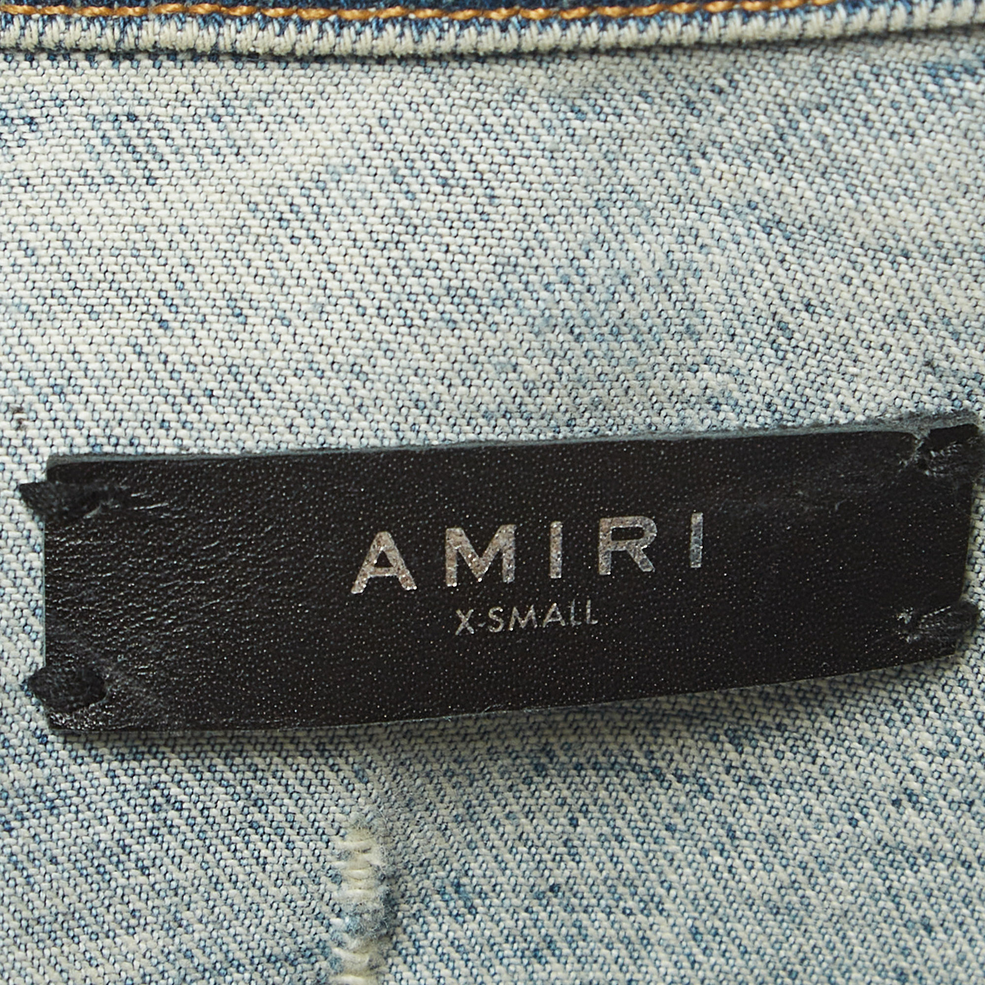 Amiri Blue Washed Distressed Patch Detail Buttoned Jacket XS