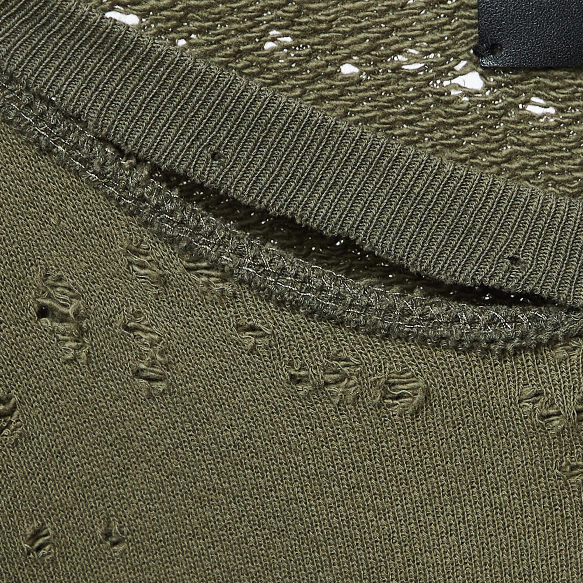 Amiri Military Green Logo Print Distressed Cotton Sweatshirt S