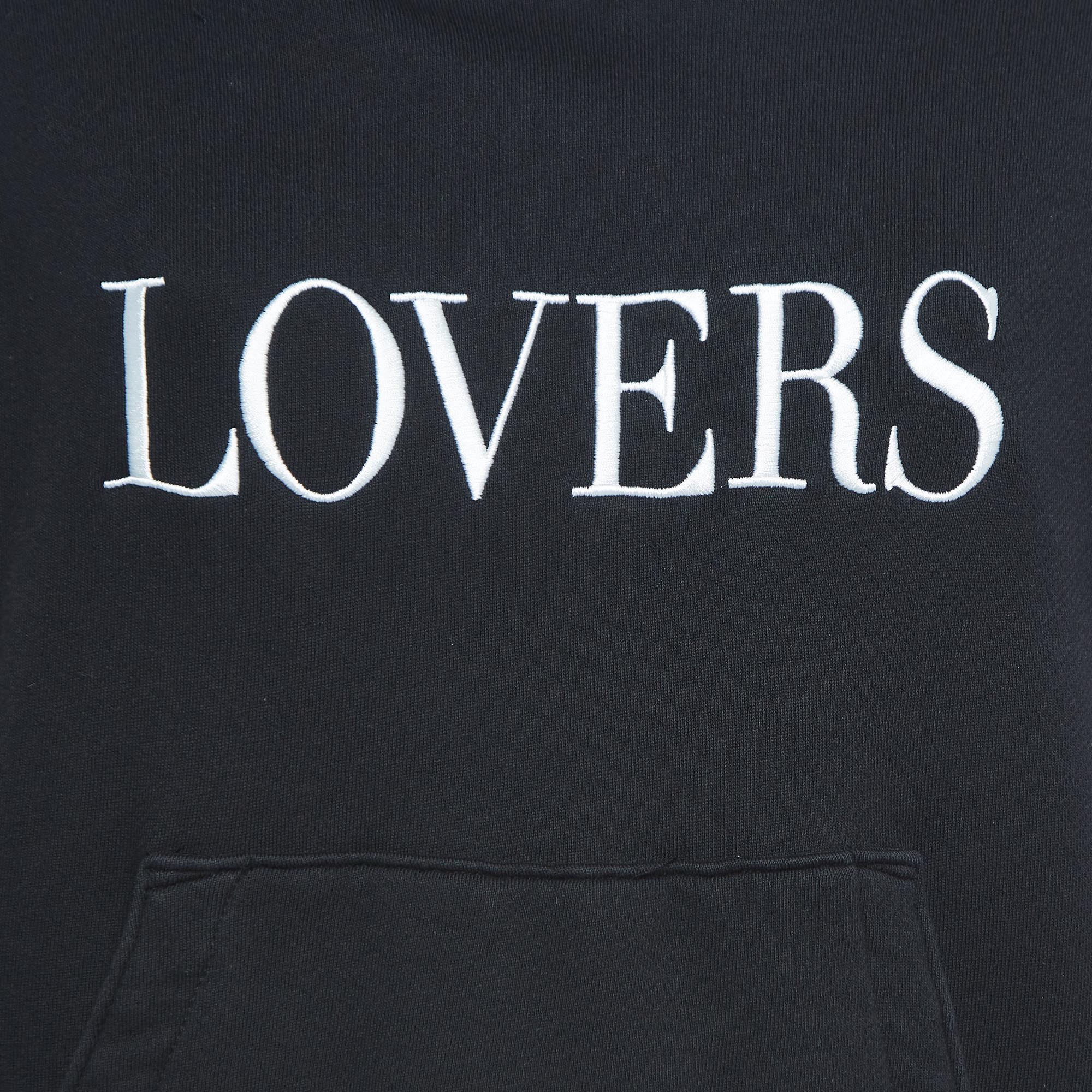 Amiri Black Lovers Print Cotton Hooded Sweatshirt S