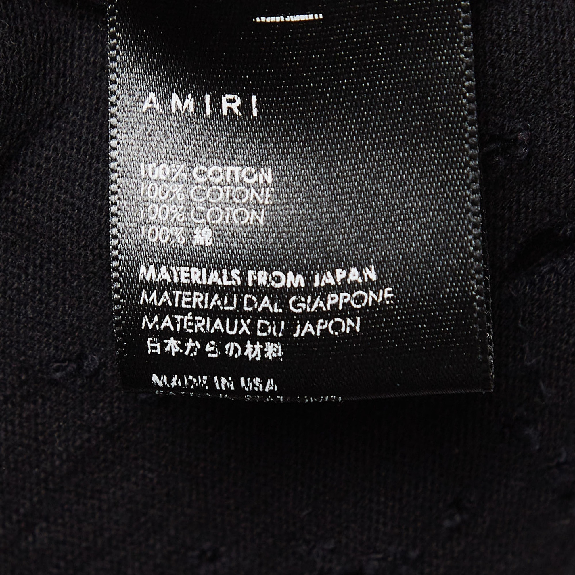 Amiri Black Distressed Ripped Cotton Short Sleeve T-Shirt M