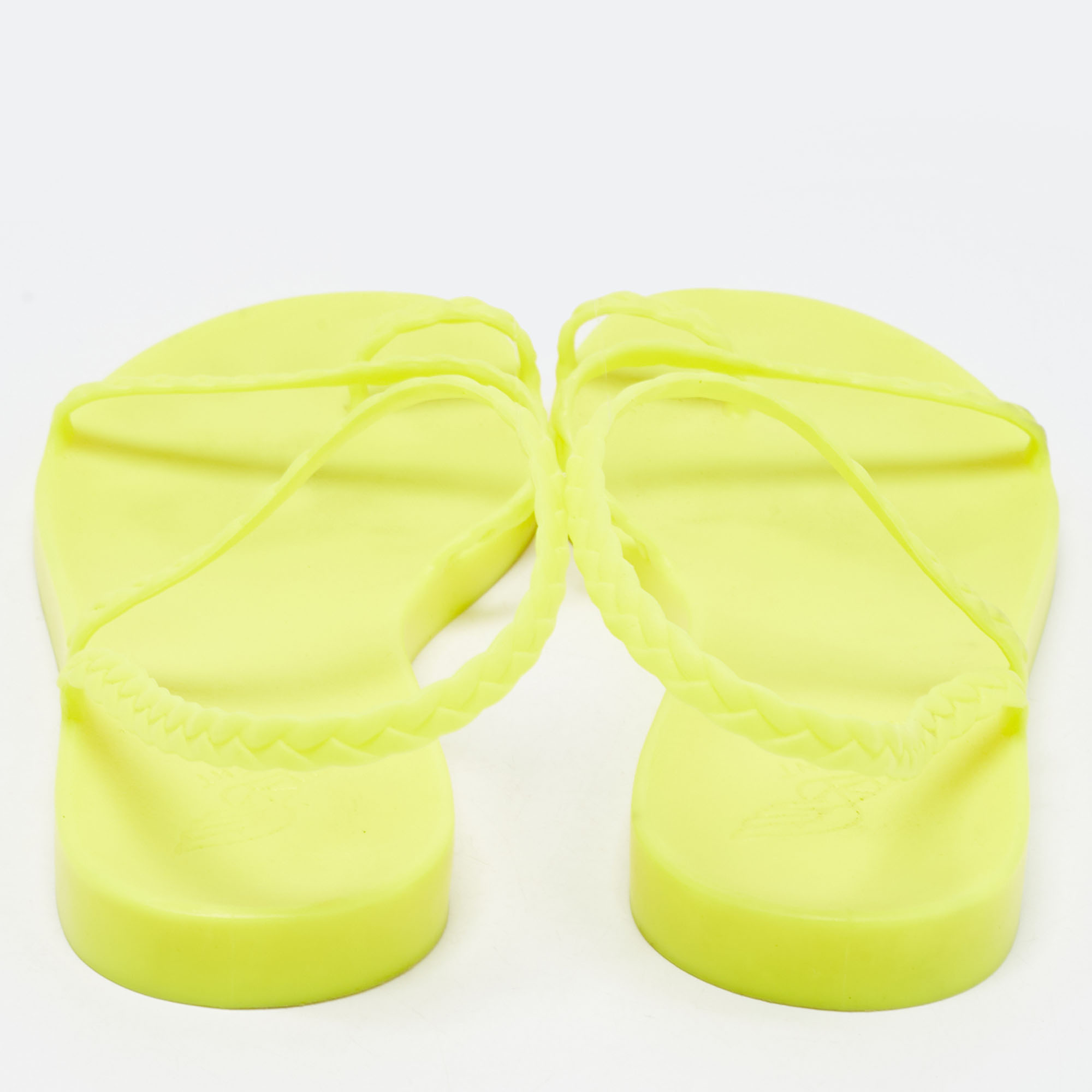 Ancient Greek Sandals Neon Yellow Rubber Eleftheria Flat Sandals Size 38
