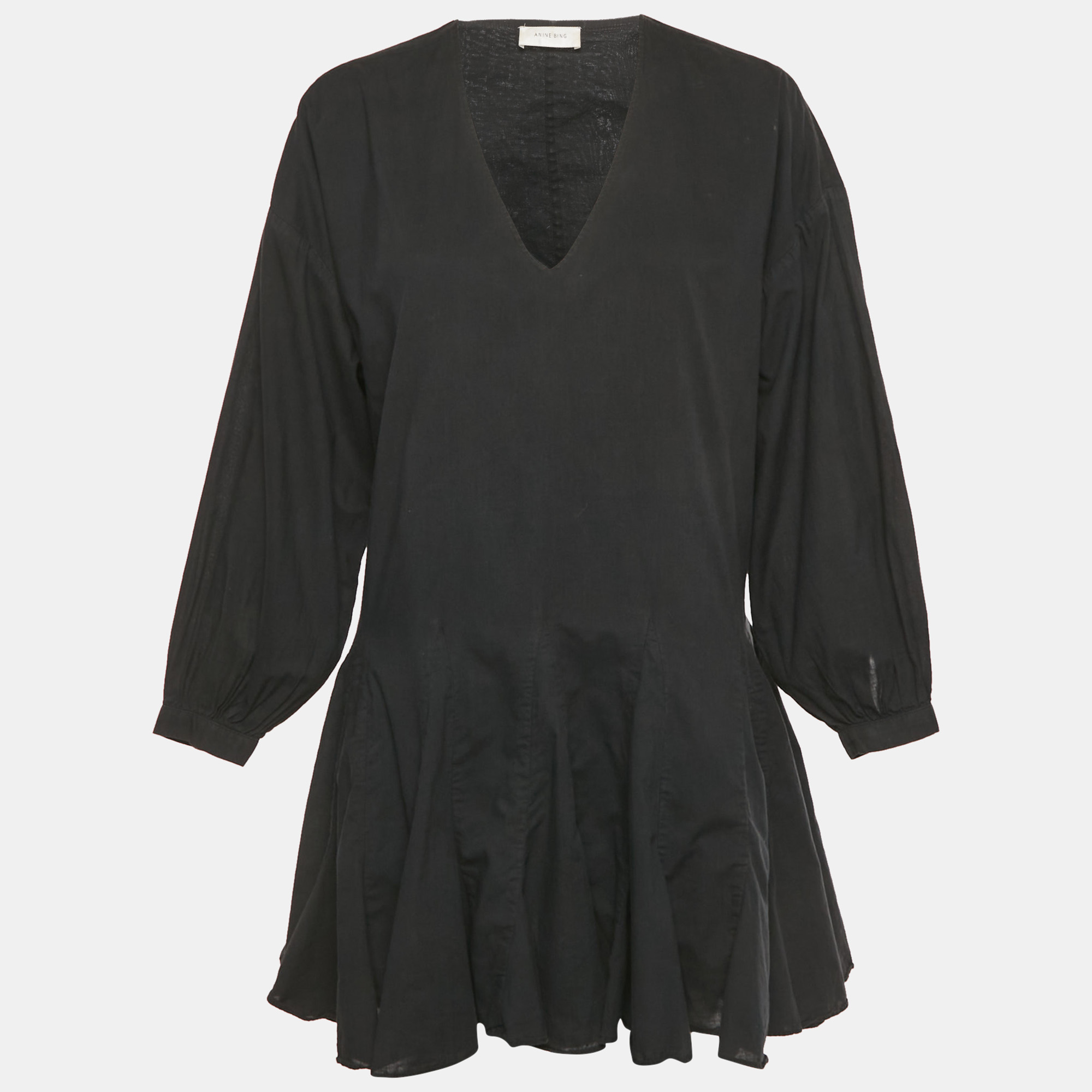 Anine Bing Black Cotton Flared Mini Dress XS 
Anine Bing Black Cotton Flared Mini Dress XS