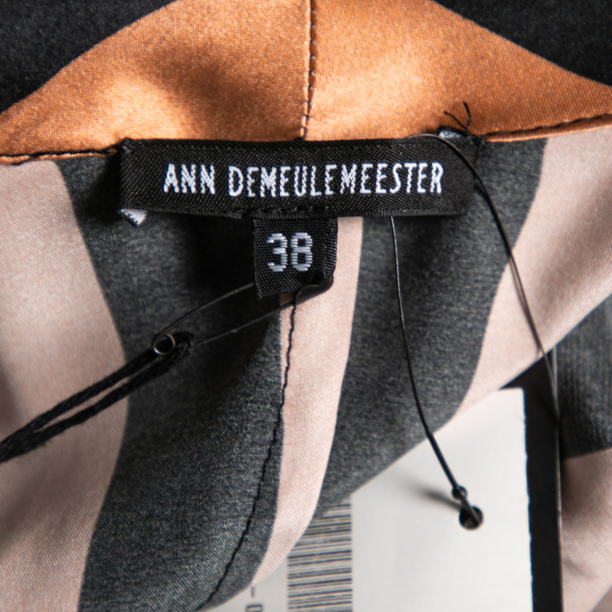 Ann Demeulemeester Peach & Black Silk Belted Wrap Blouse M